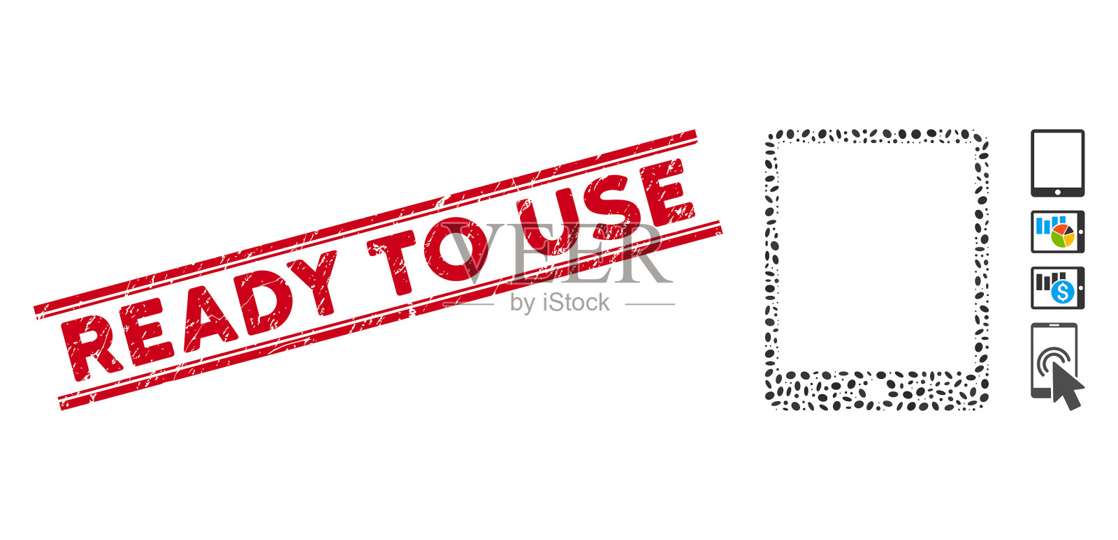 纹理准备使用线邮票和马赛克移动图标素材