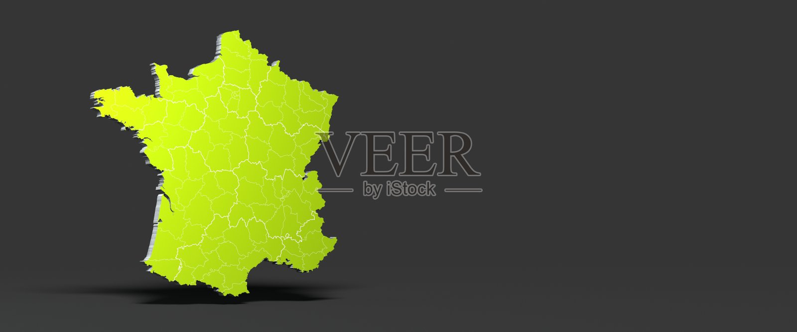 法国地区地图与法国国旗3D渲染照片摄影图片