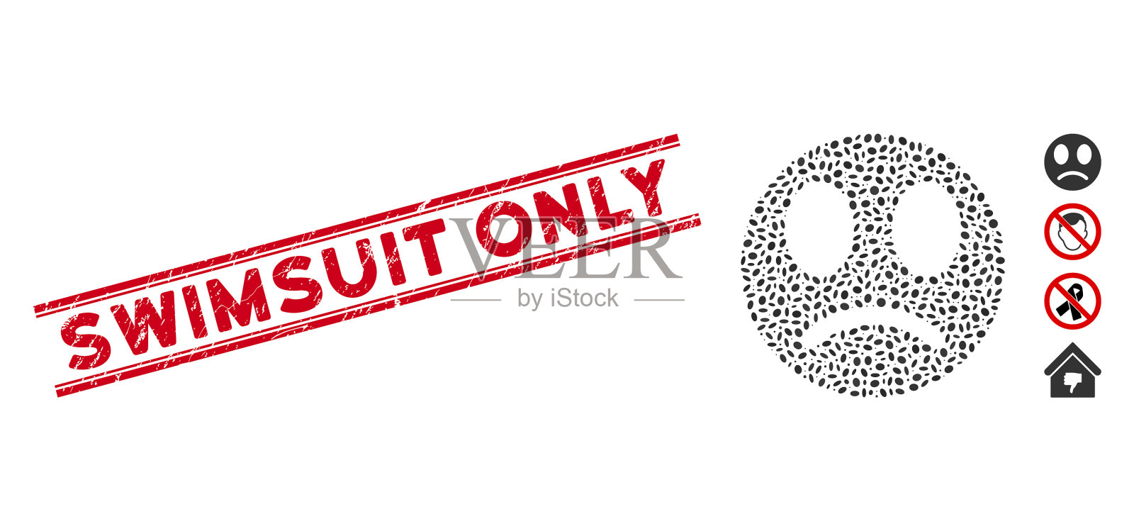 只划了泳衣线印和拼贴伤心插画图片素材