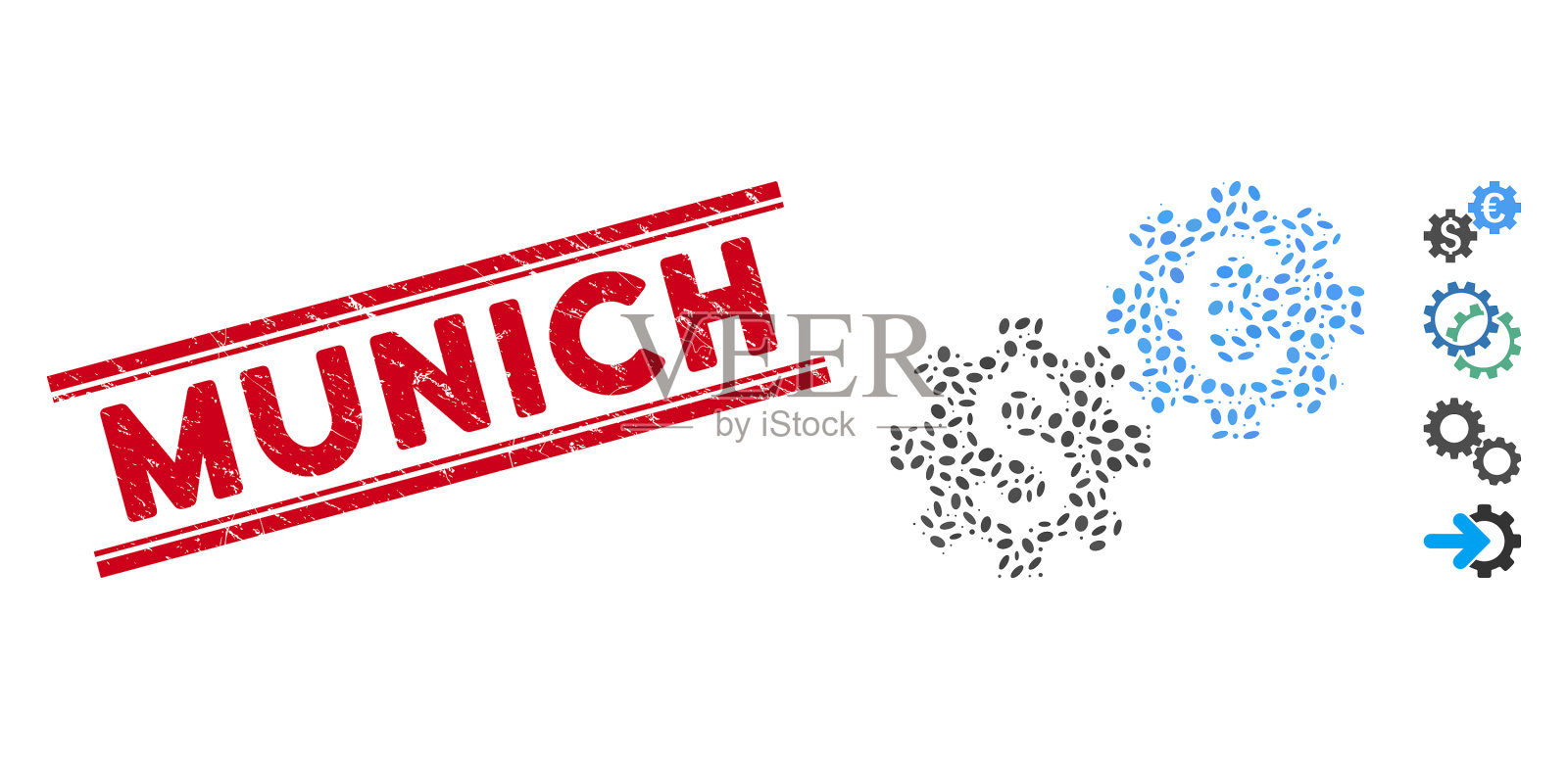 Grunge慕尼黑线邮票与拼贴金融插画图片素材