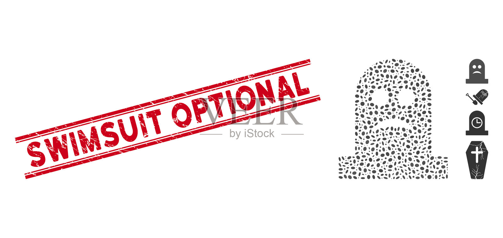 Grunge泳装可选线邮票和拼贴插画图片素材