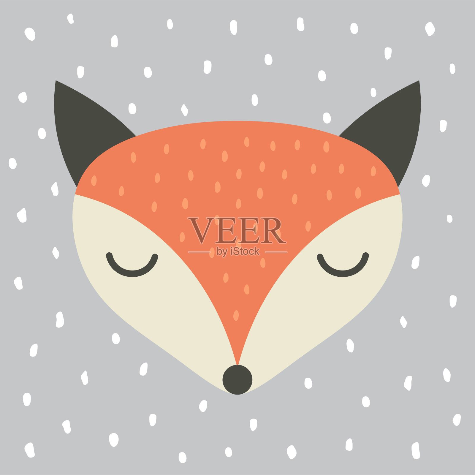 可爱狐狸卡通插画设计元素图片