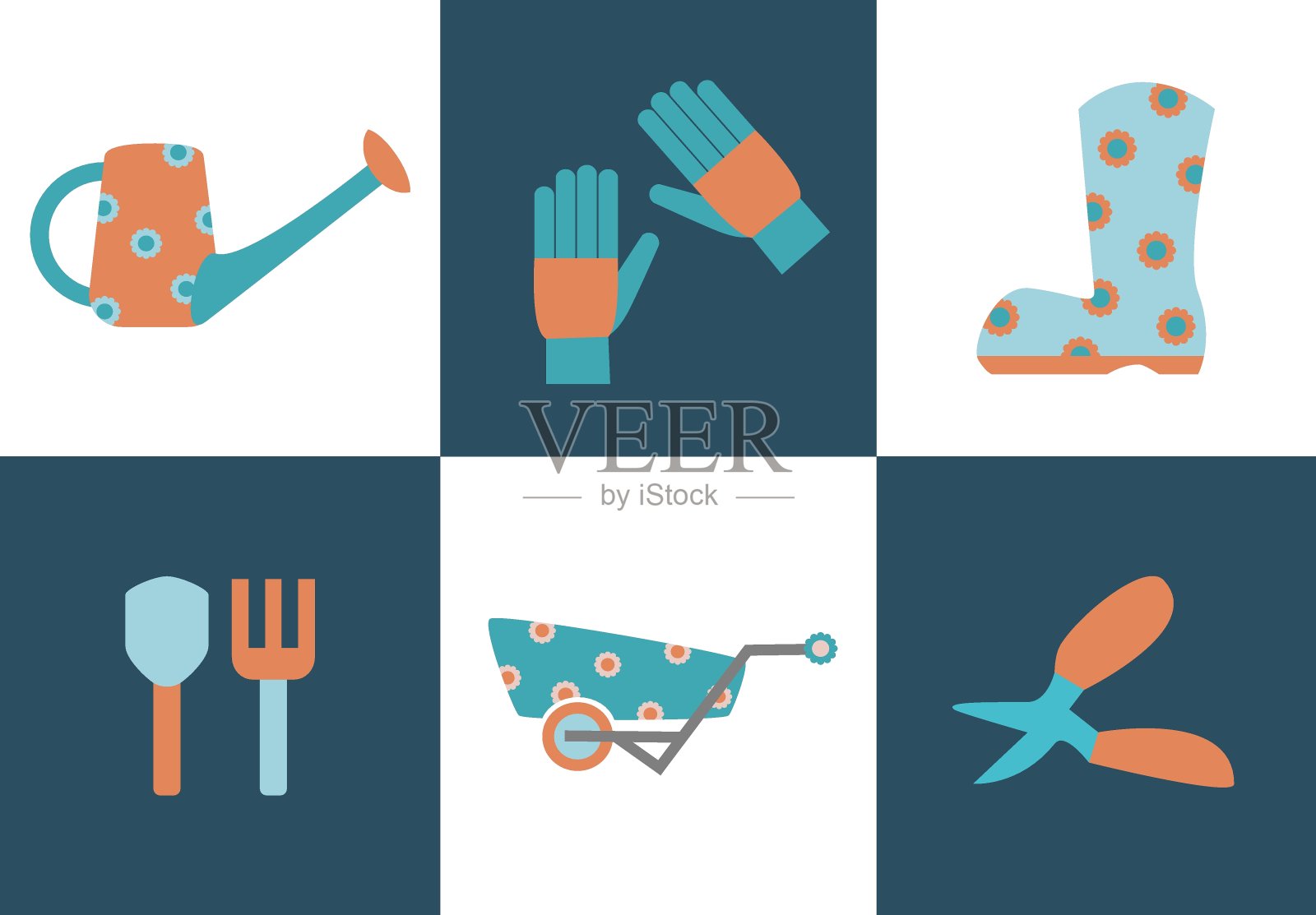 可爱的花园工具设置矢量插图插画图片素材