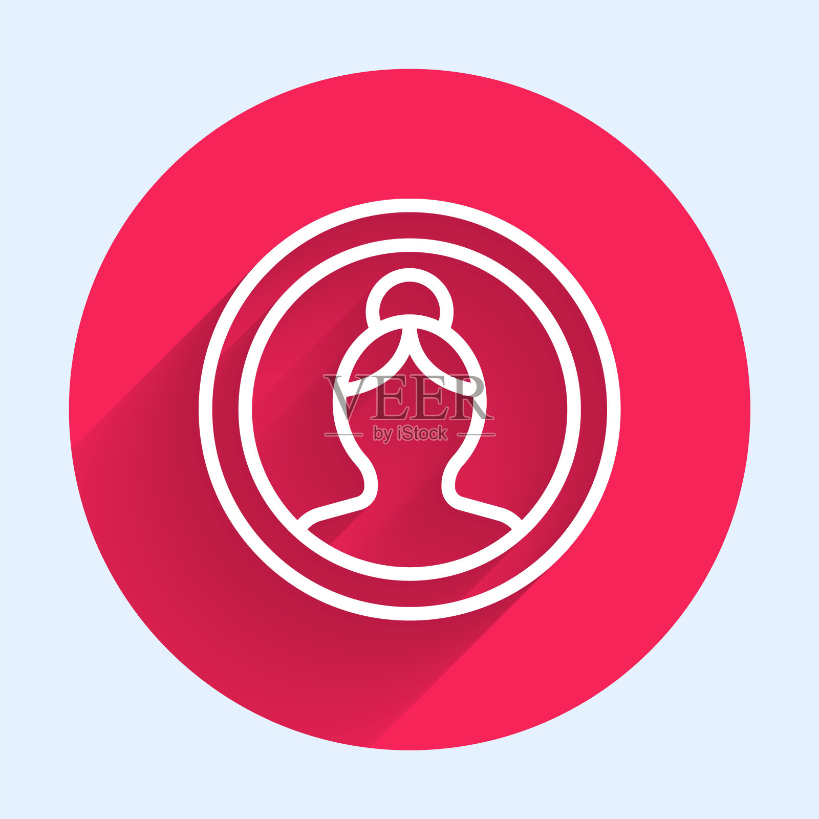 白线创建帐户屏幕图标隔离与长阴影。红色圆圈按钮。矢量图图标素材