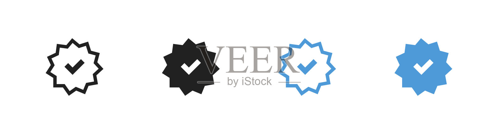 勾选标记图标集。配置文件验证蓝色按钮平放。向量符号图标素材