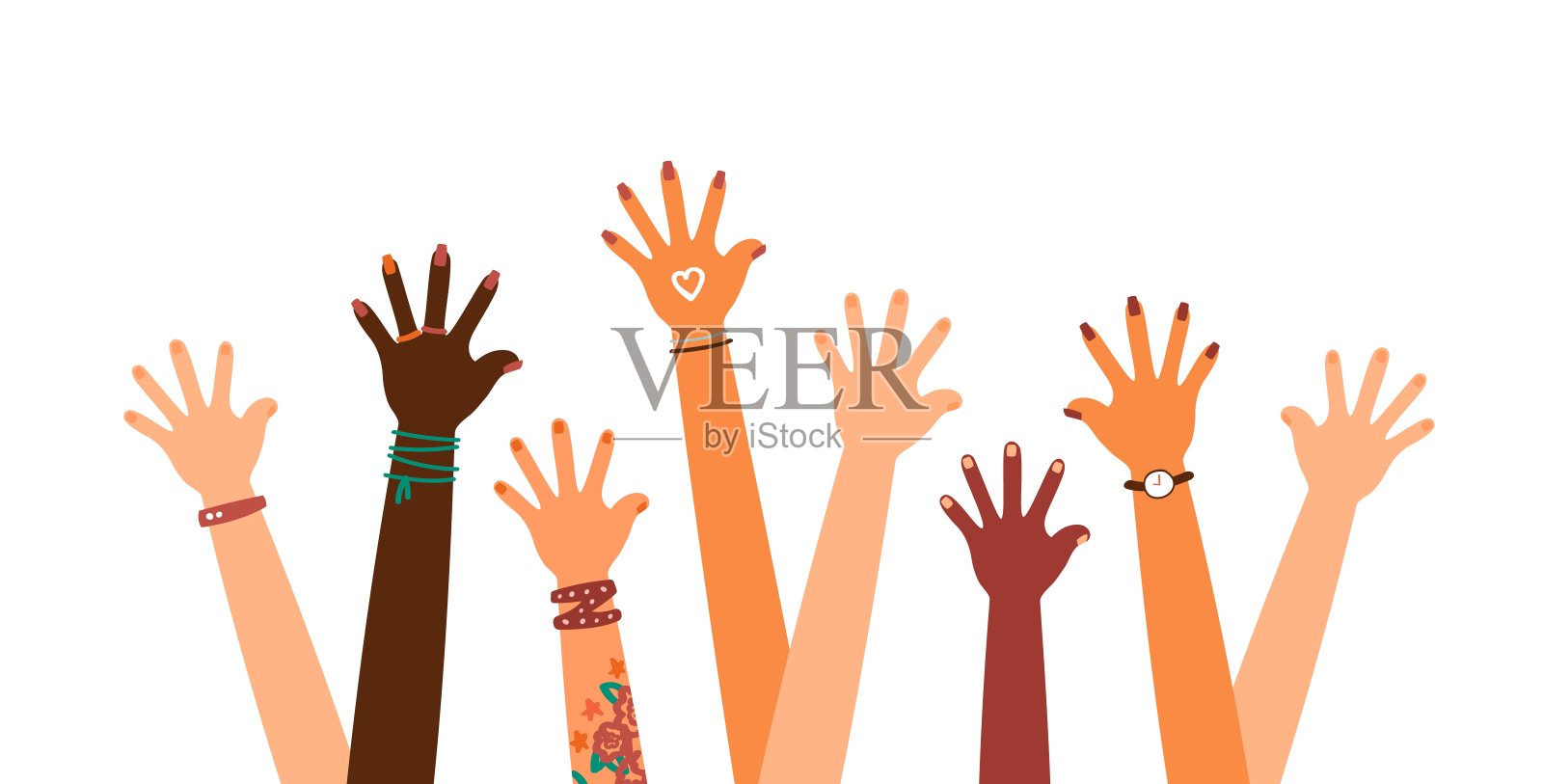 彩色向上手势合集矢量插图设计元素图片