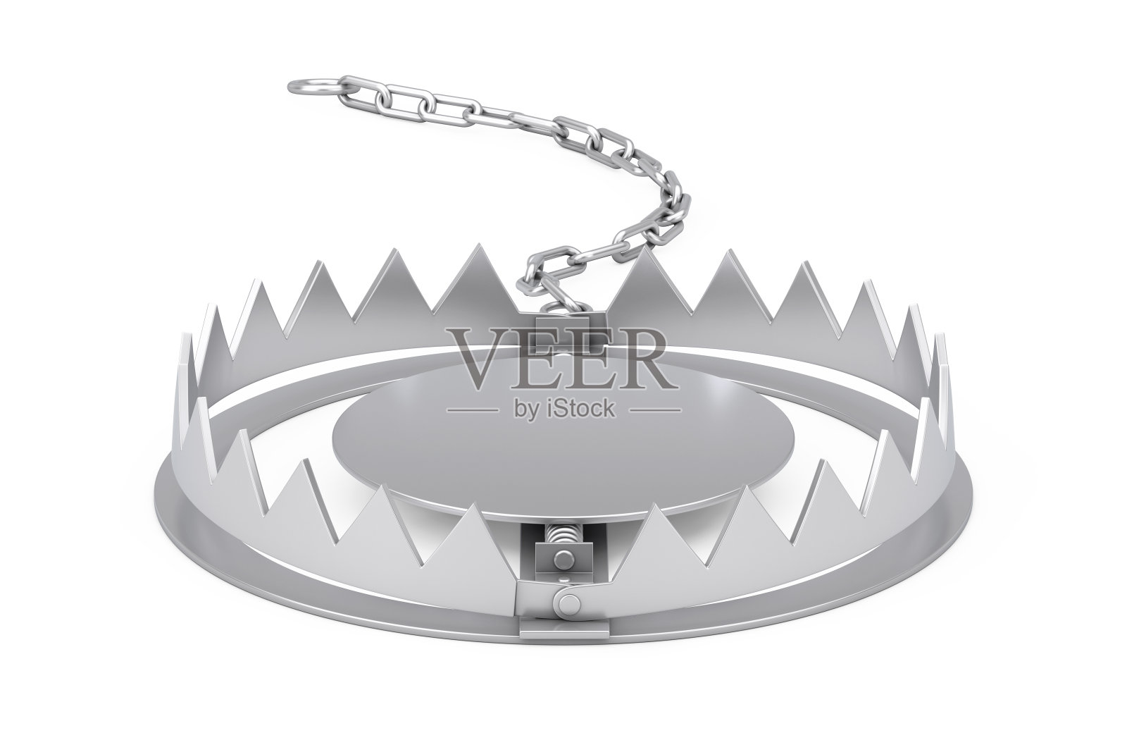 空金属捕熊器。3d渲染照片摄影图片