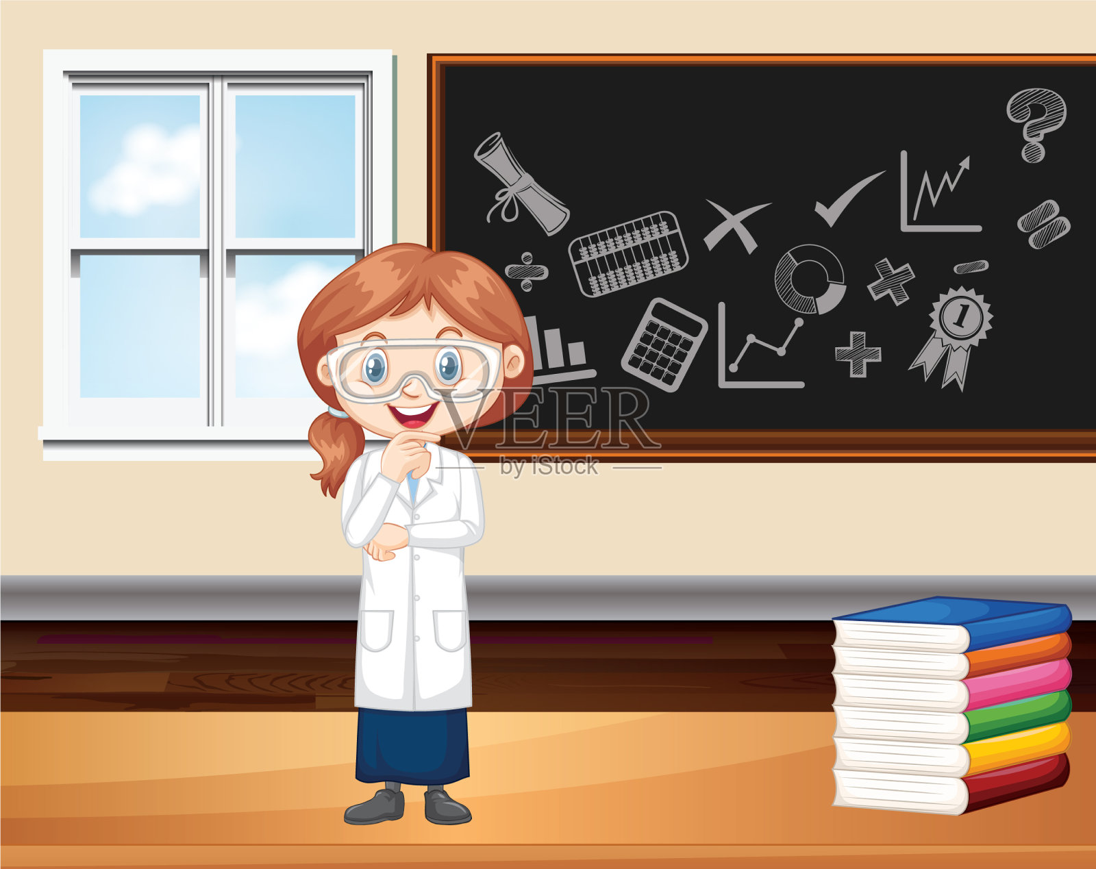 科学学生委员会的教室场景插画图片素材