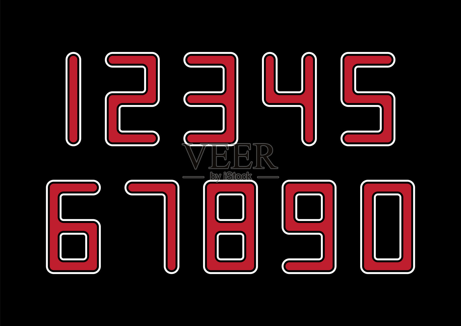 一组数字与红色和白色排版设计元素插画图片素材