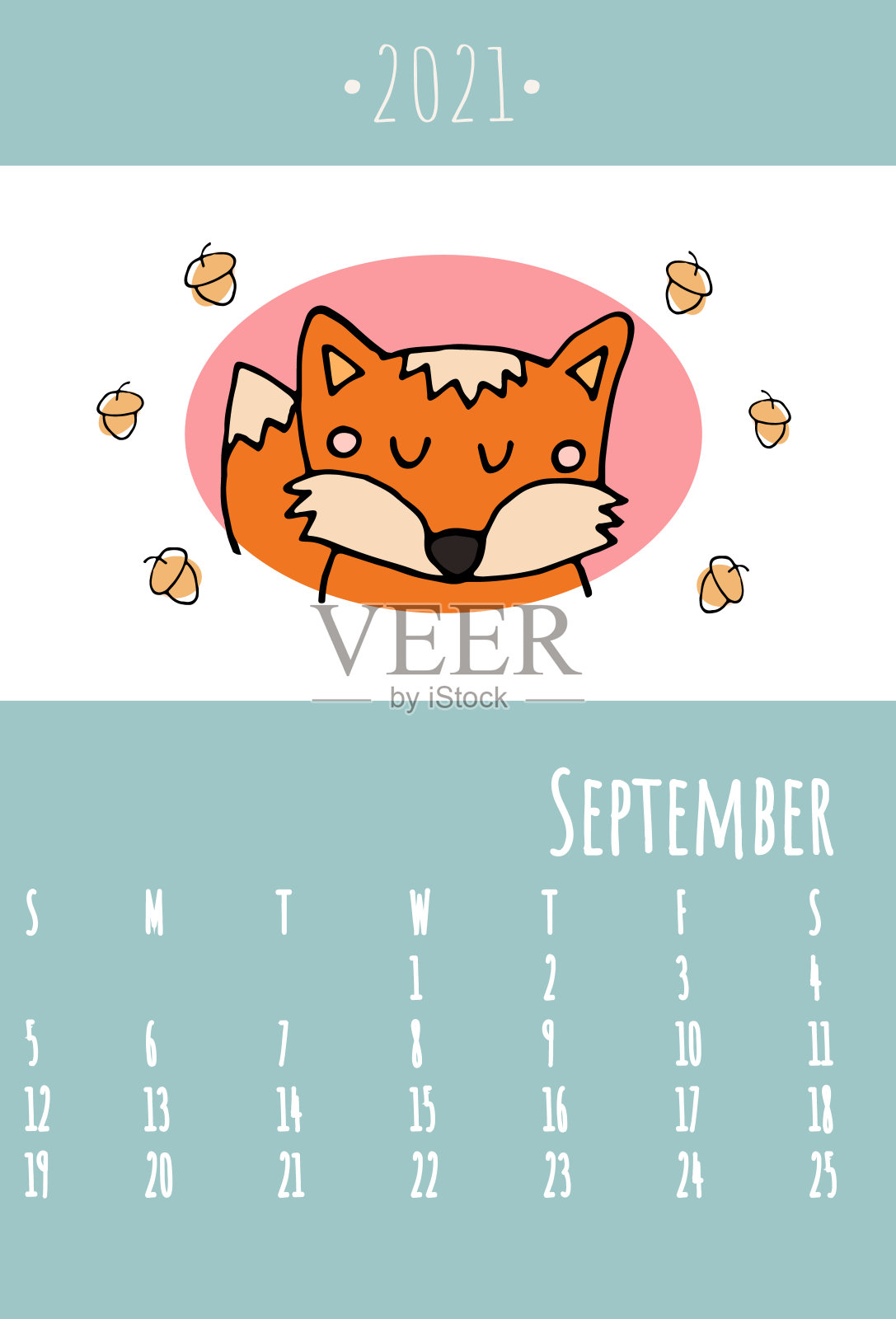2021年日历。可爱的2021年日历给孩子们。可用于学校或儿童卧室。动物园和动物概念日历。向量模板。插画图片素材