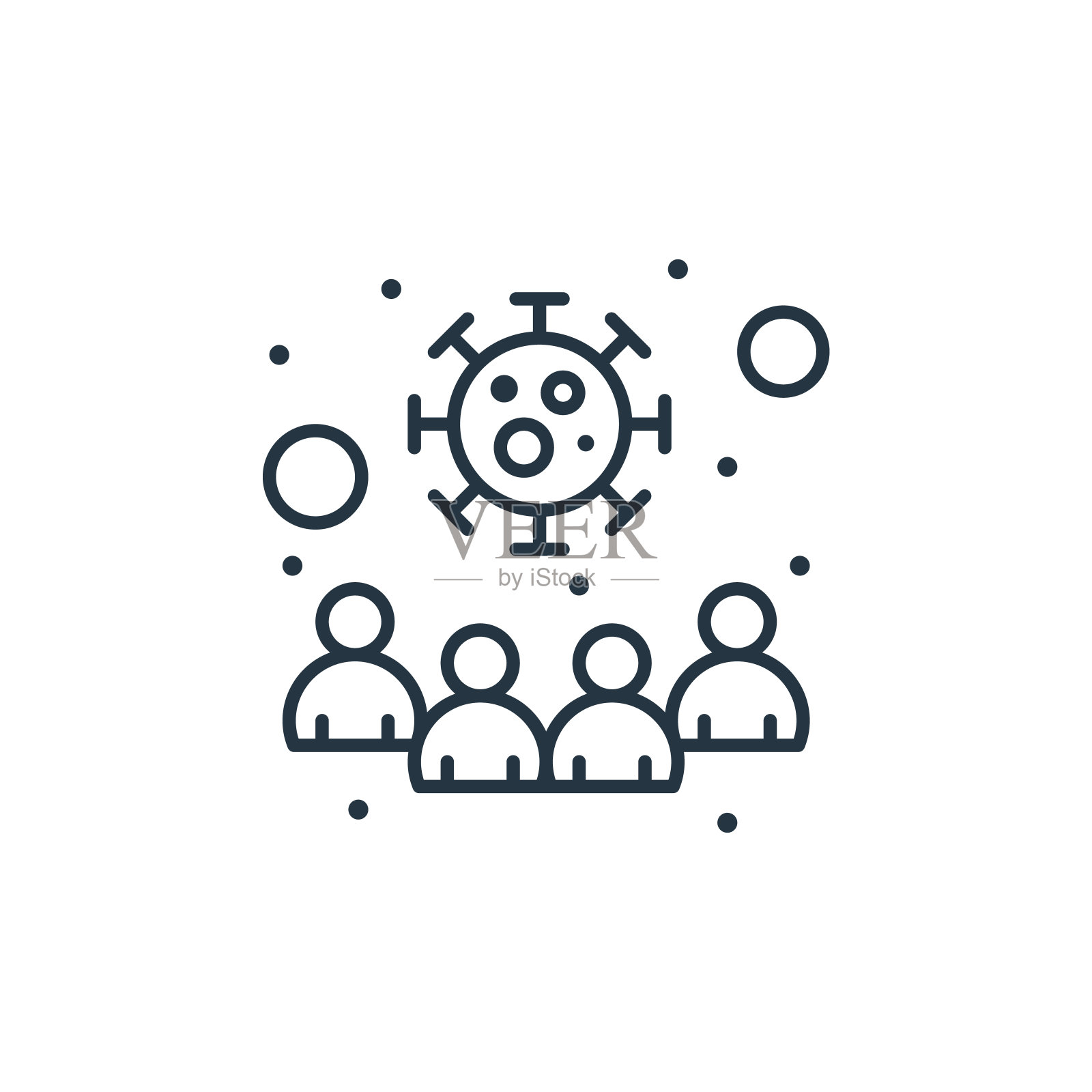 冠状病毒矢量图标。冠状病毒可编辑的中风。用于网络和移动应用程序、标志、印刷媒体的冠状病毒线性符号。细线说明。矢量孤立轮廓绘制。图标素材