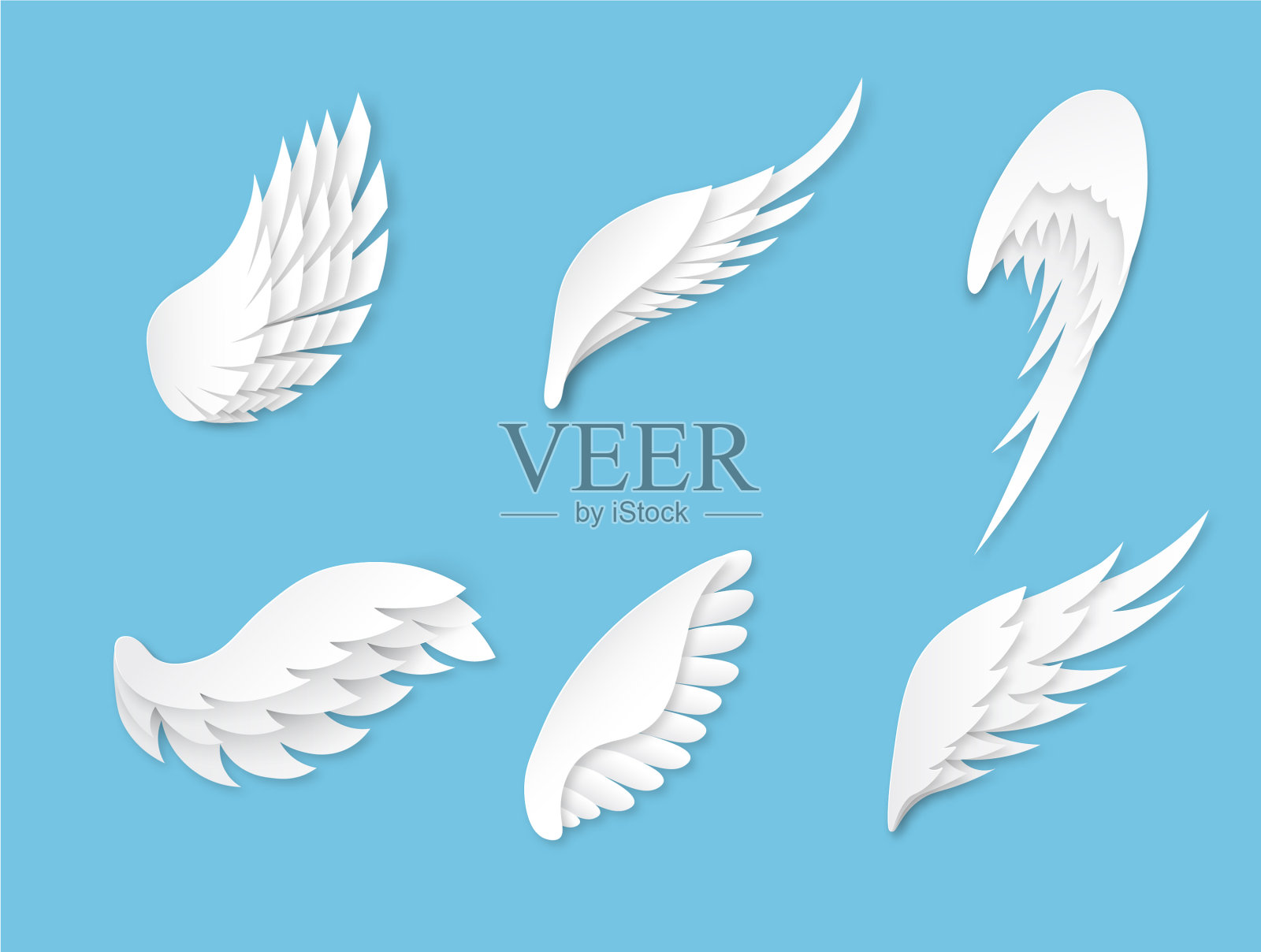 纸翼人工白不同形状插画图片素材