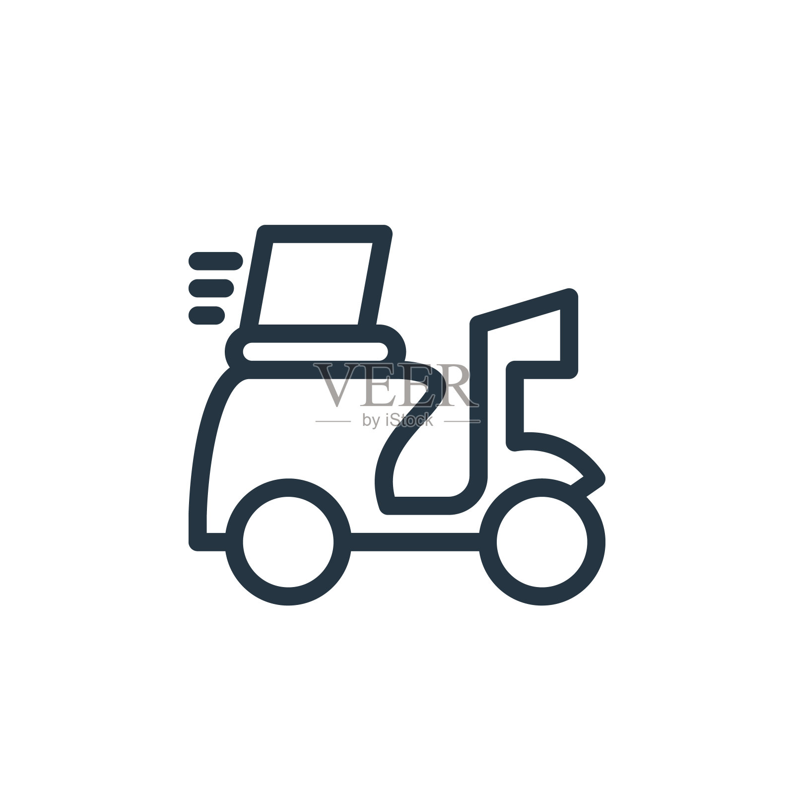 摩托车矢量图标。摩托车可编辑的中风。滑板车线性符号用于网页和移动应用程序，标志，印刷媒体。细线说明。矢量孤立轮廓绘制。插画图片素材