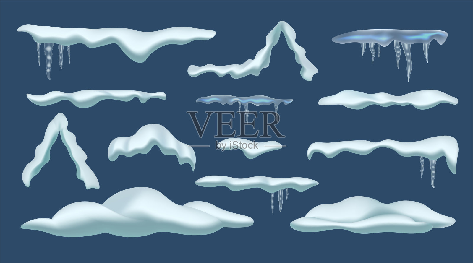 形状各异的雪会形成冰柱插画图片素材