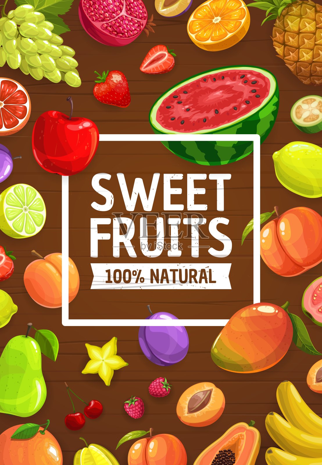 卡通水果和浆果，农场和花园食品插画图片素材