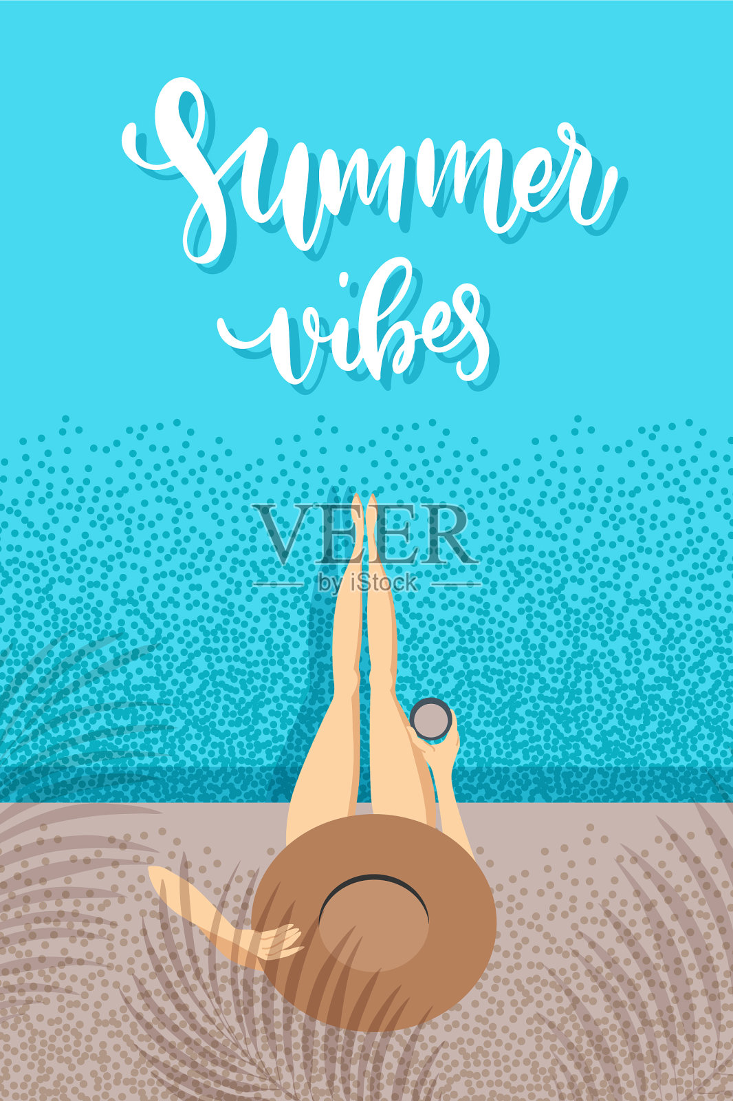 夏天的氛围-时髦的手刻字海报手插画图片素材