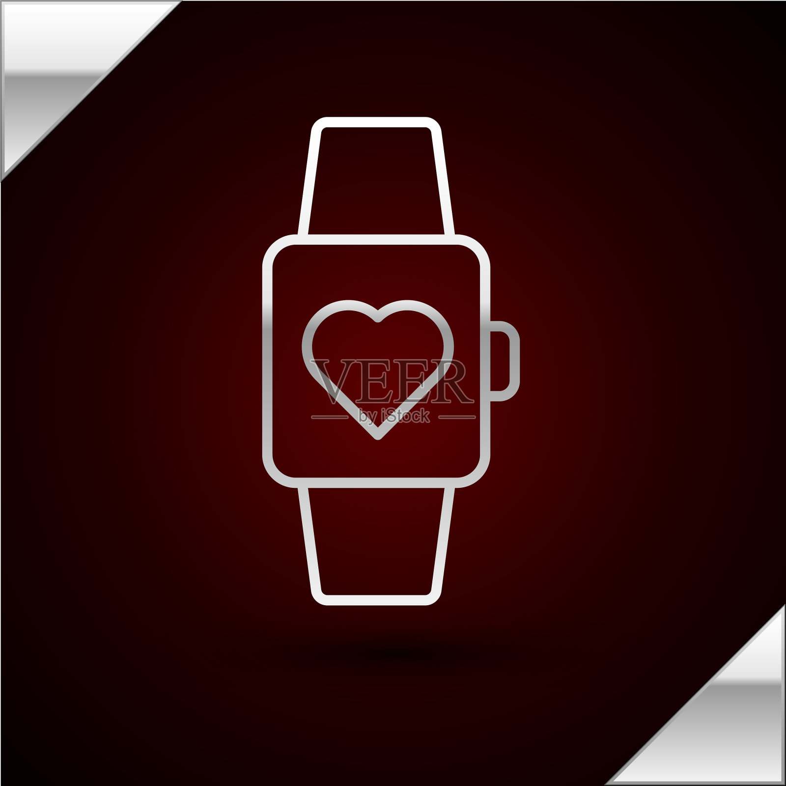 银线心在中心腕表图标插画图片素材