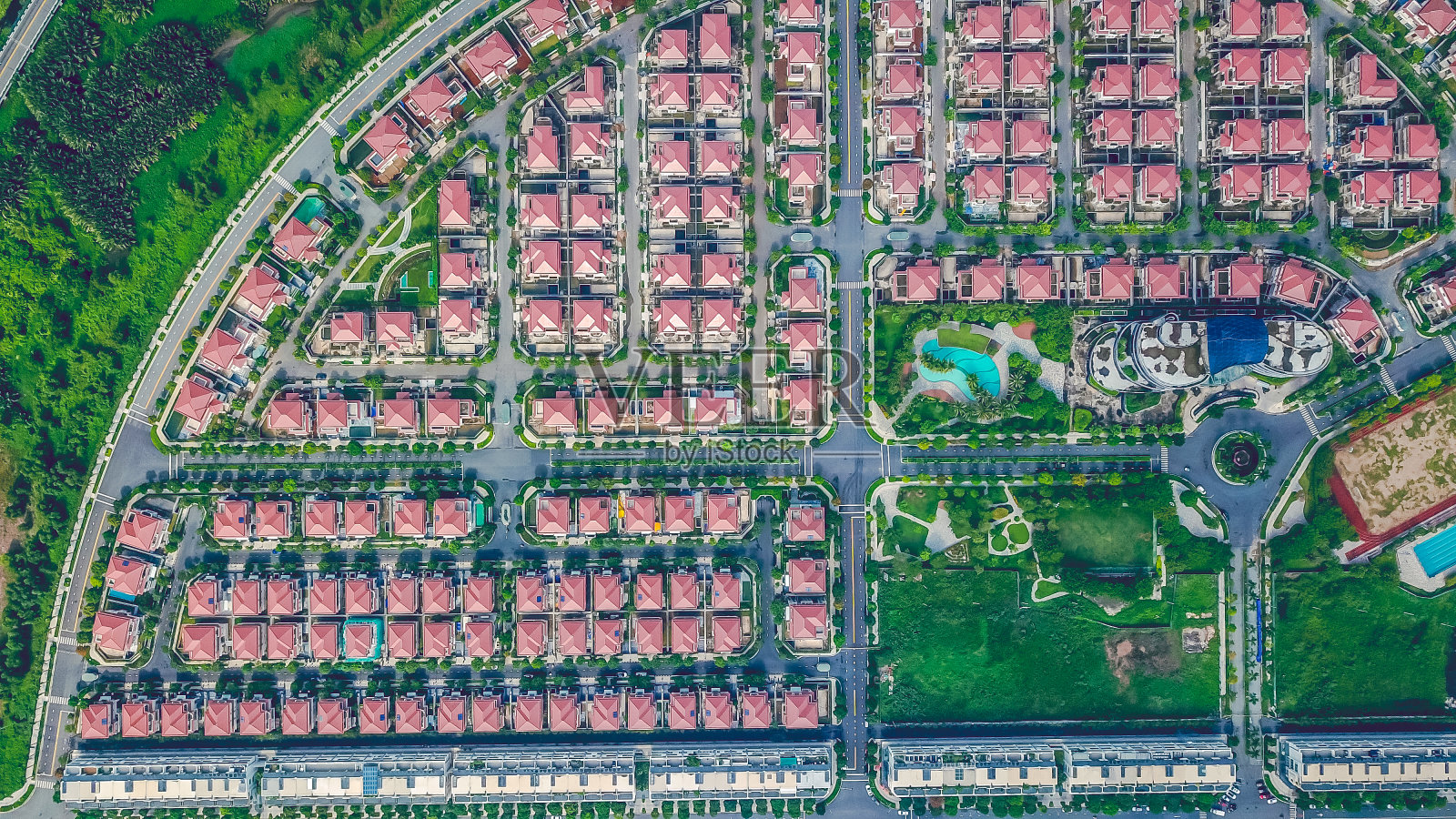 越南胡志明市2区正在建设的萨拉新城市俯视图照片摄影图片