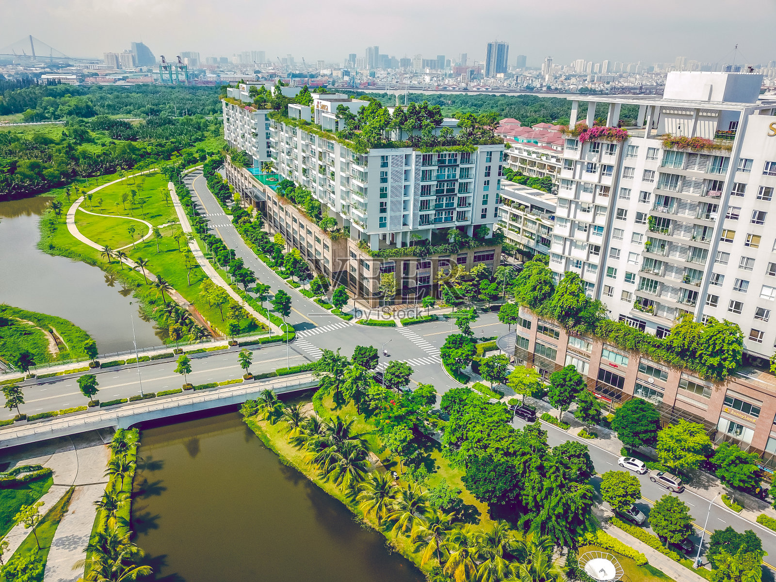 越南胡志明市2区正在建设的萨拉新城市俯视图照片摄影图片