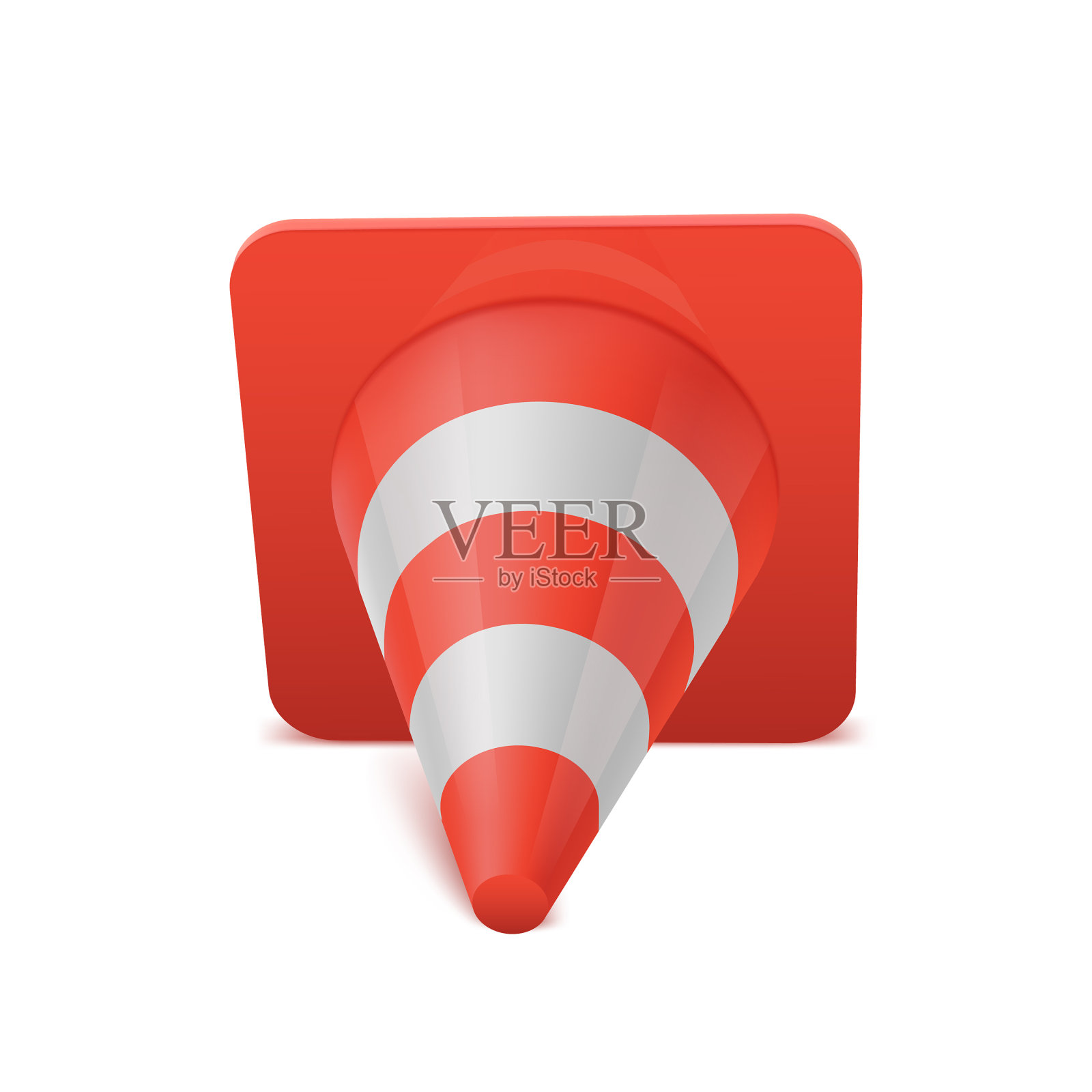 逼真的塑料红色路面锥白色设计元素图片