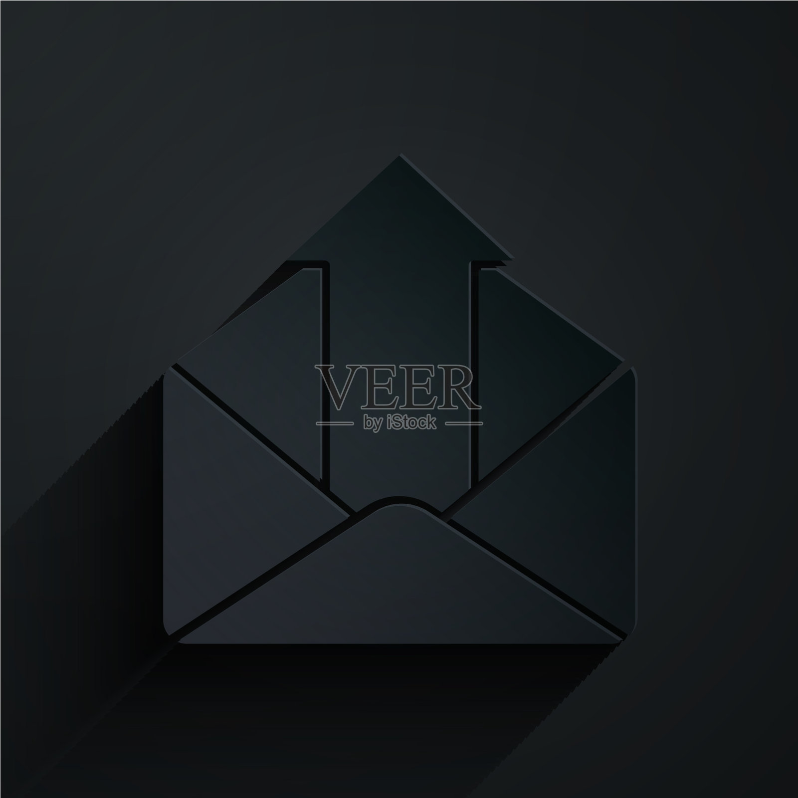 剪纸发送邮件图标孤立在黑色图标素材