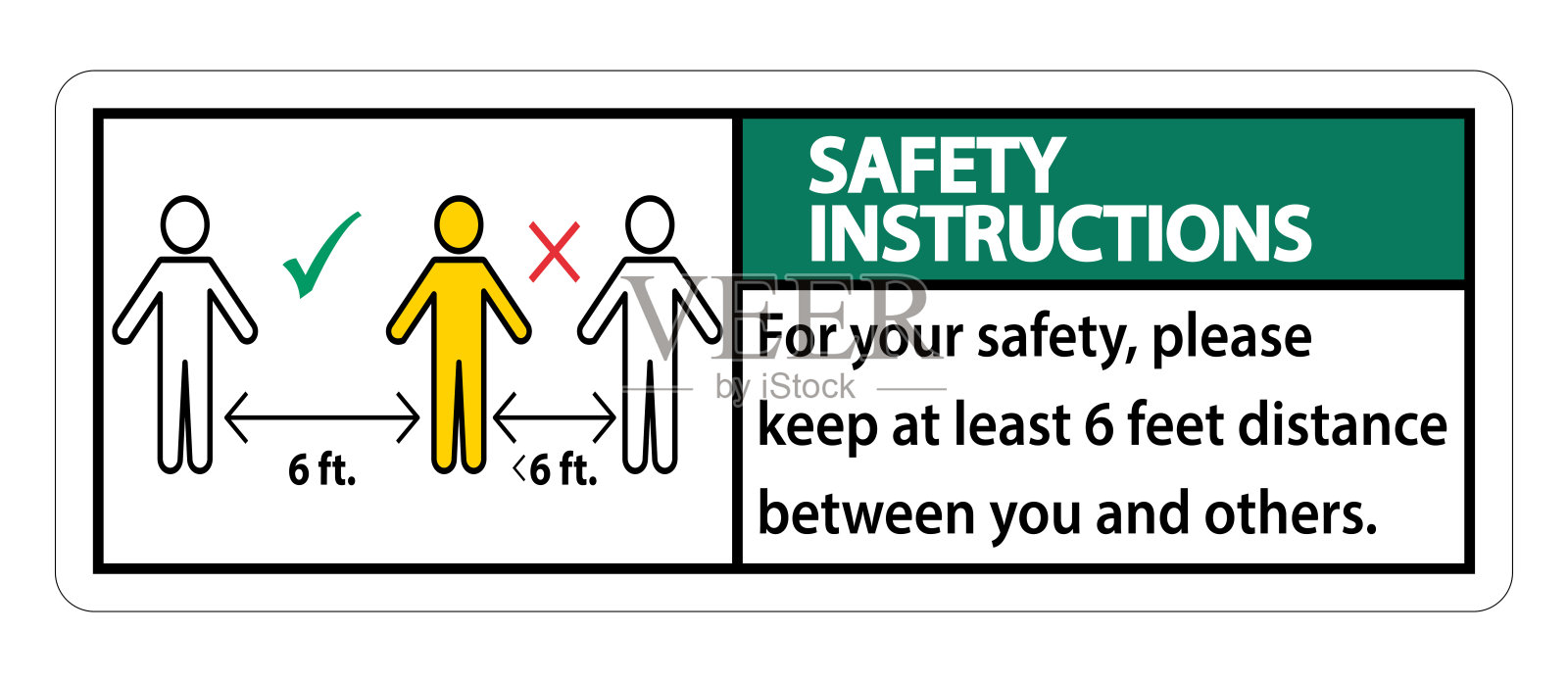 保持6英尺的距离，为了您的安全，请与他人保持至少6英尺的距离。插画图片素材