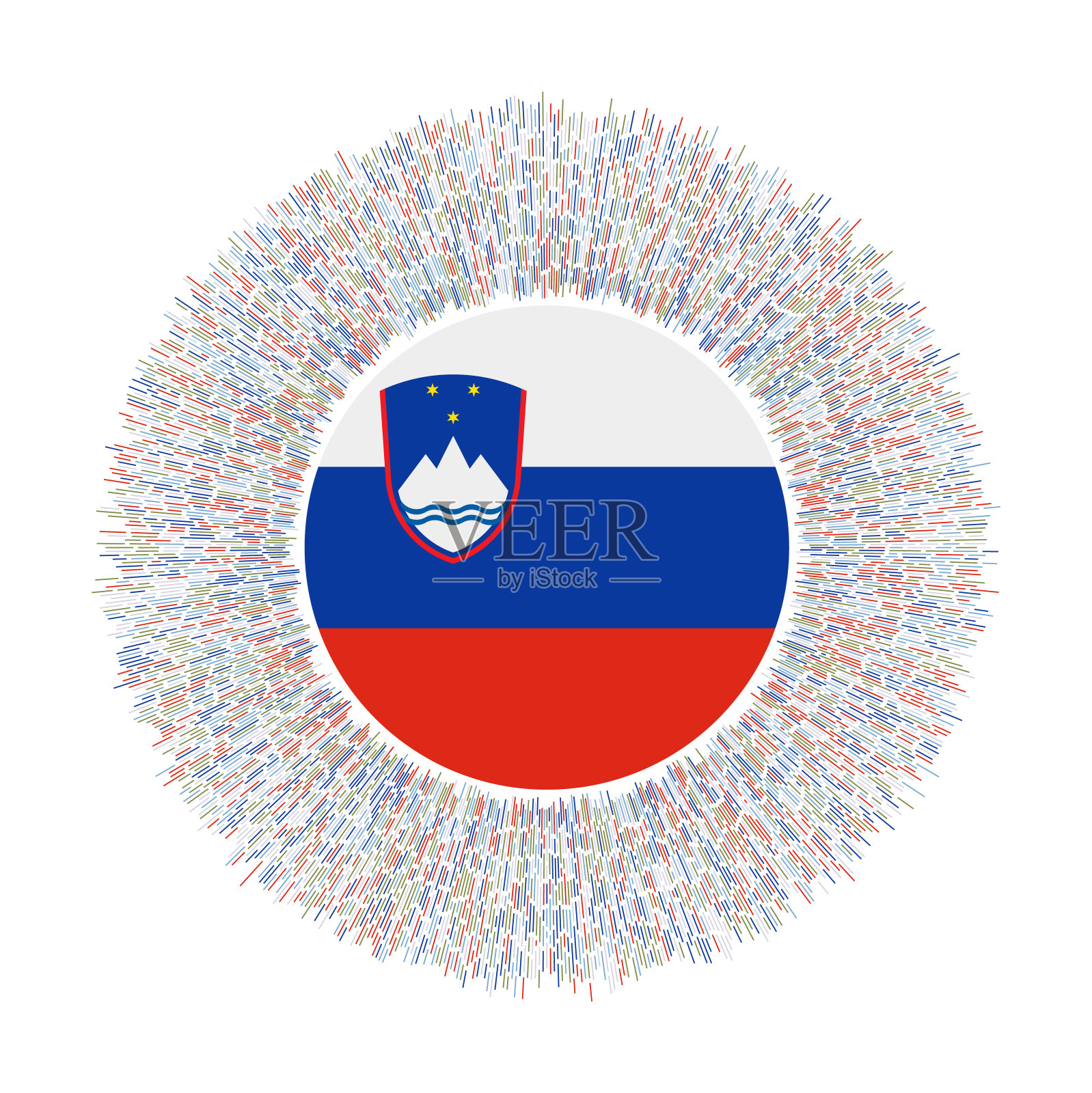 斯洛文尼亚国旗，色彩斑斓。插画图片素材