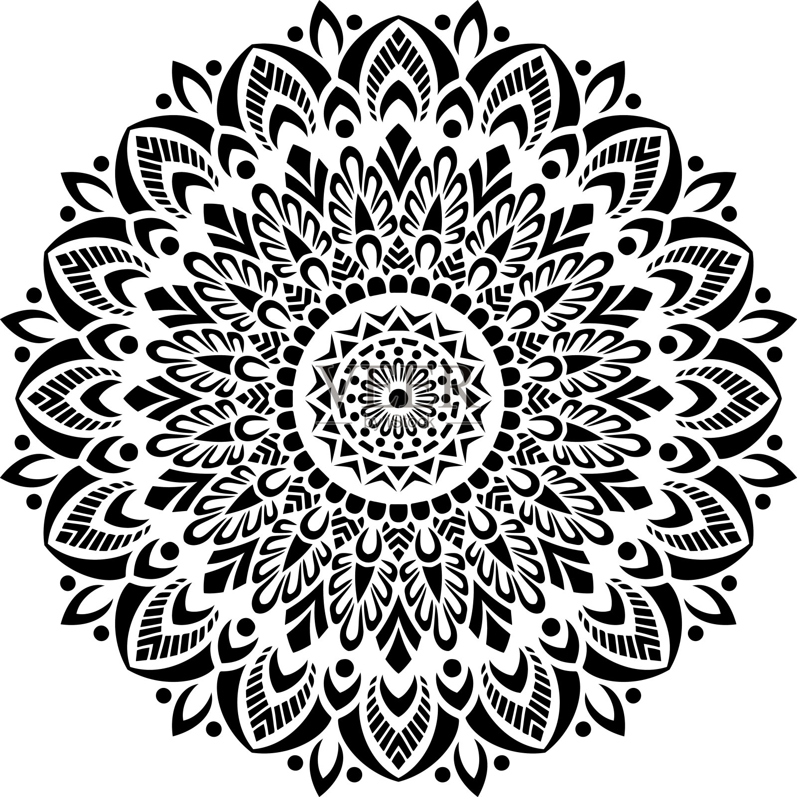 曼荼罗图案模板涂鸦素描插画图片素材