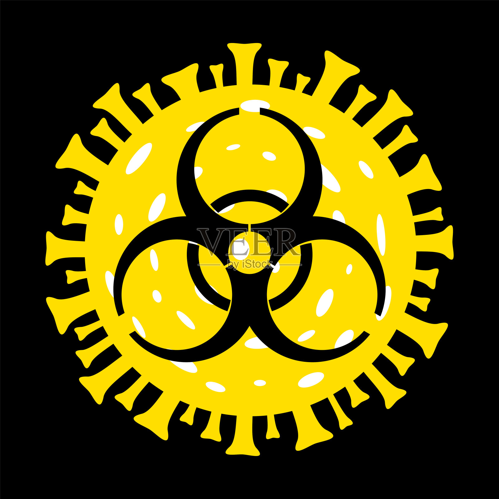 警告或危险冠状病毒。病毒的迹象。插画图片素材