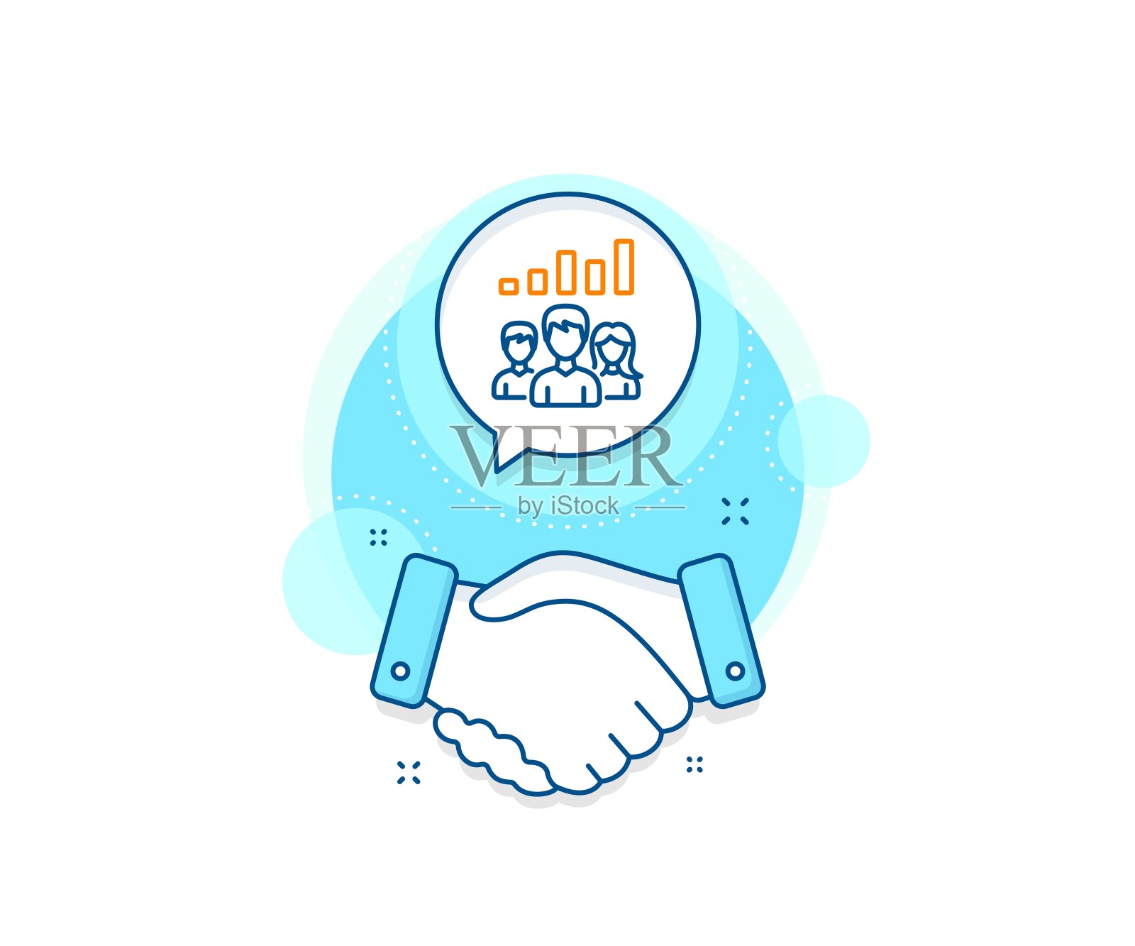 团队工作结果线图标。群人。向量插画图片素材