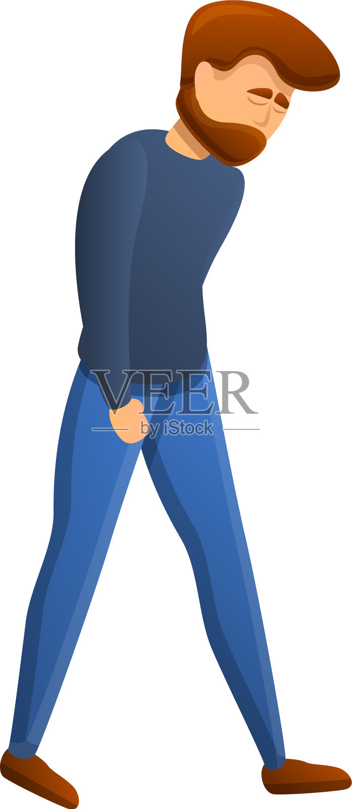 大胡子男人抑郁图标卡通风格设计元素图片