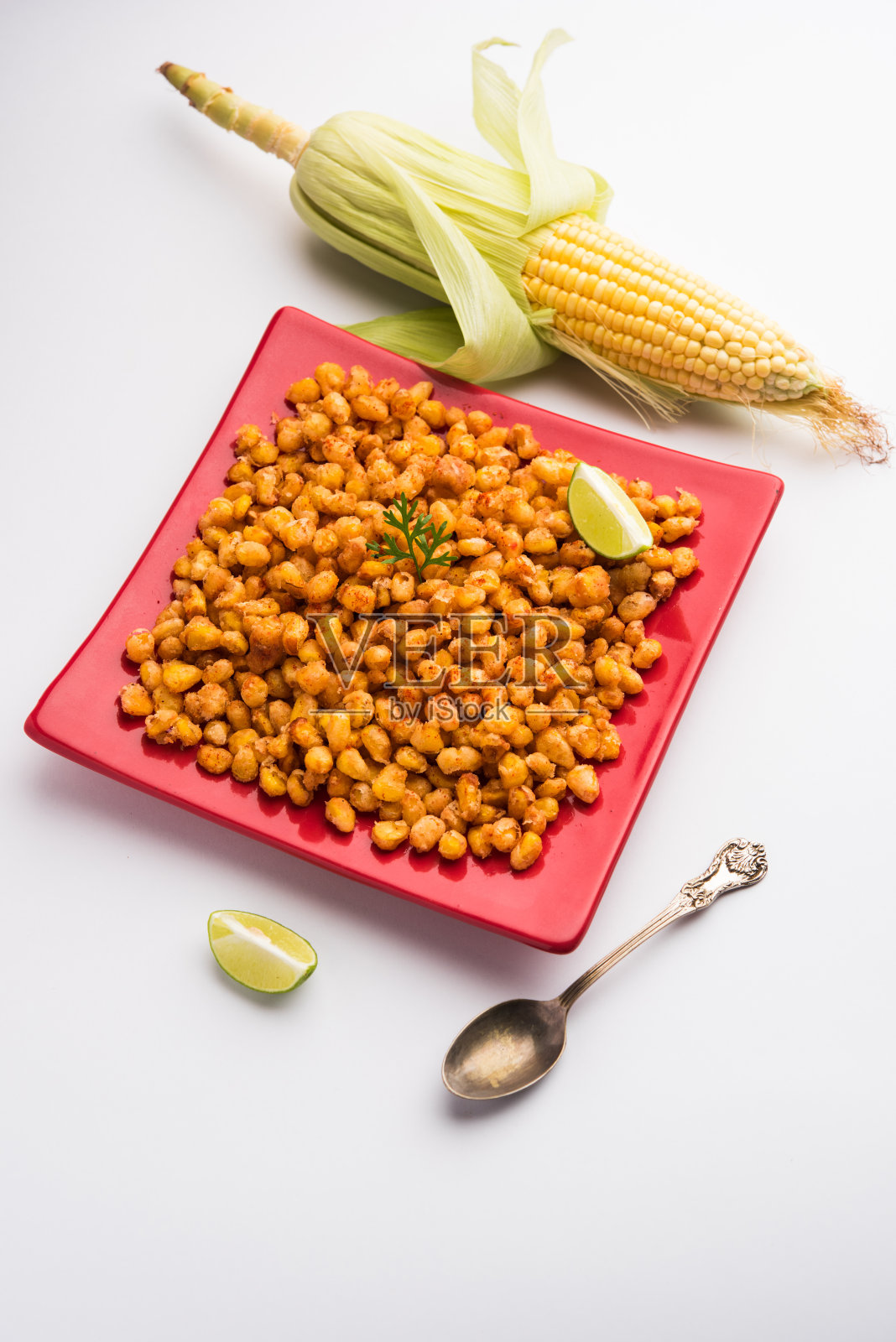 脆炸玉米或玉米粒或炸蔬菜照片摄影图片