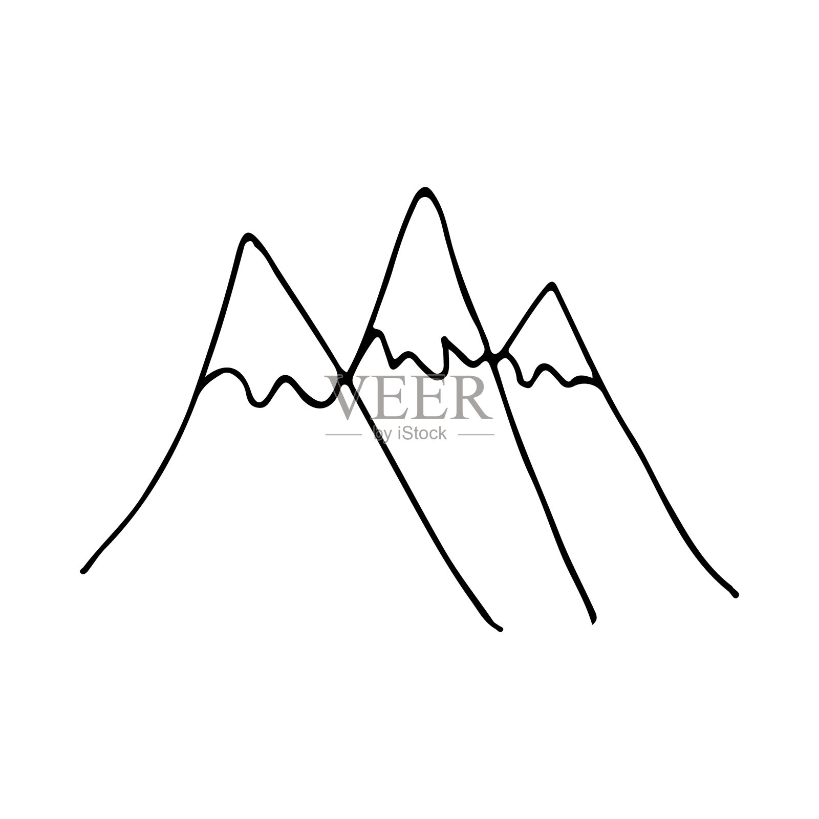 在矢量的涂鸦山图标。手绘山的矢量图标插画图片素材