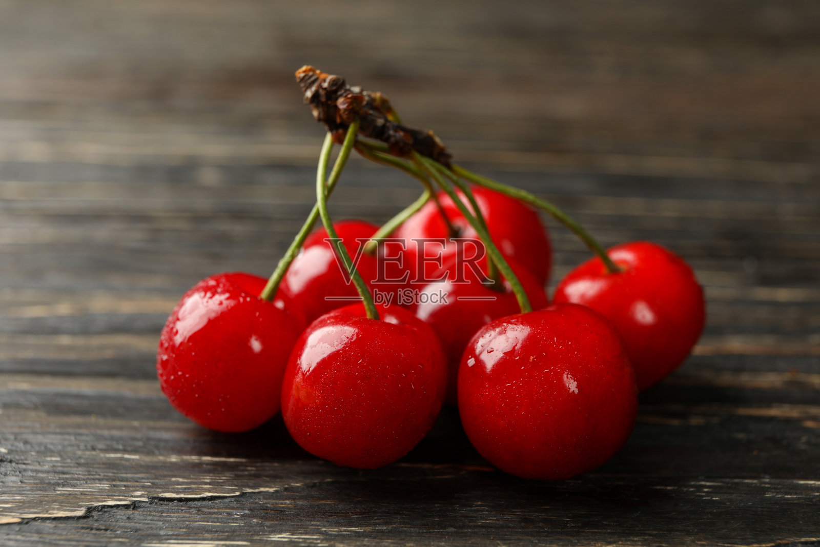 新鲜的红樱桃木背景，特写照片摄影图片