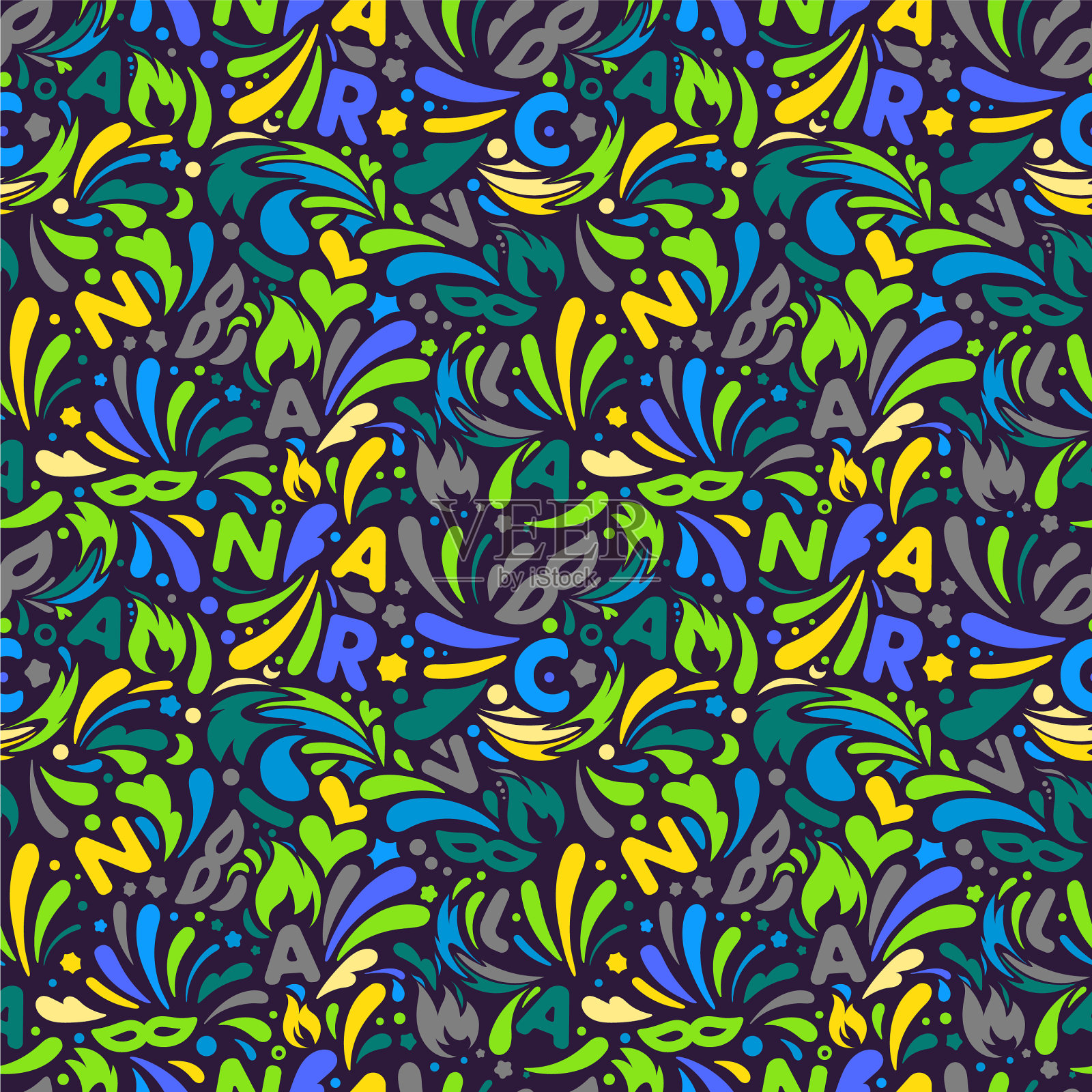 彩色抽象无缝巴西图案插画图片素材