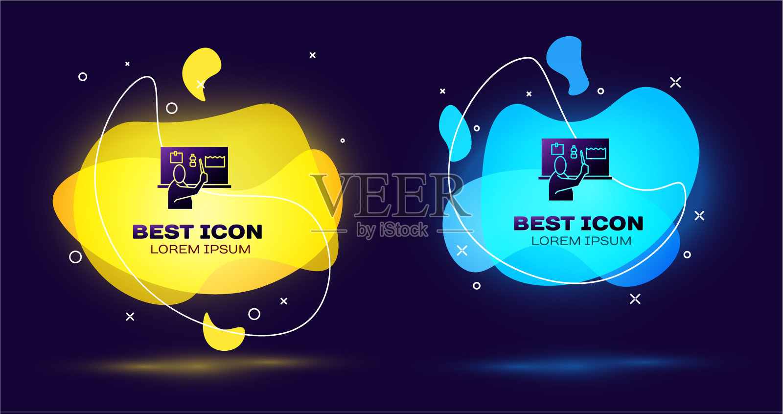 黑色停止塑料污染图标孤立在蓝色图标素材