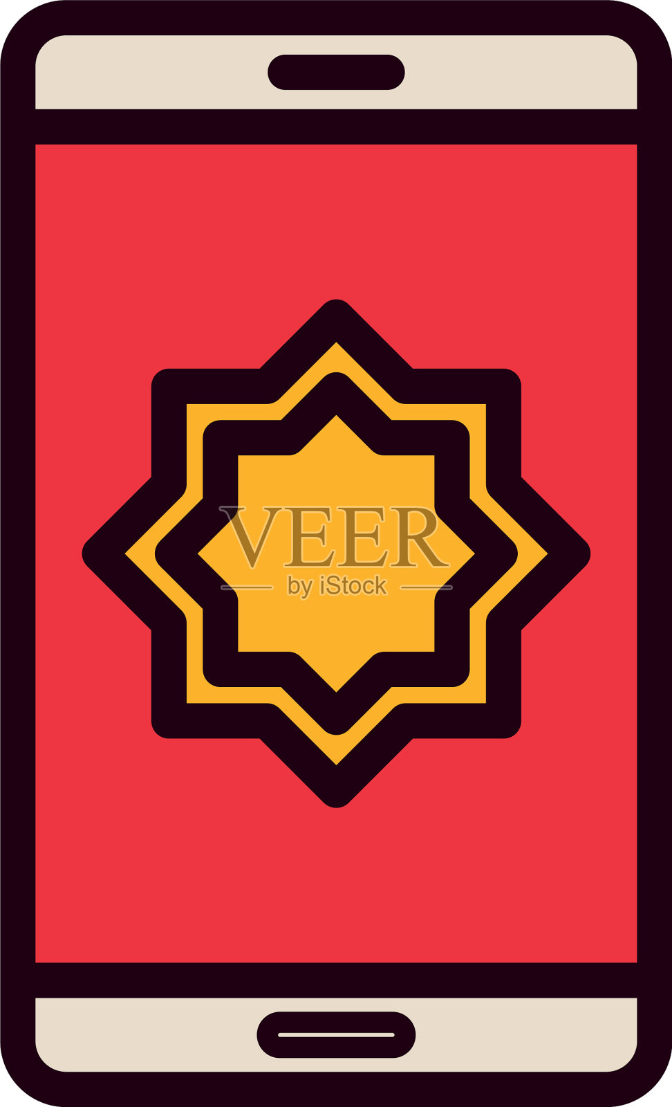 斋月星内智能手机线和填充风格插画图片素材