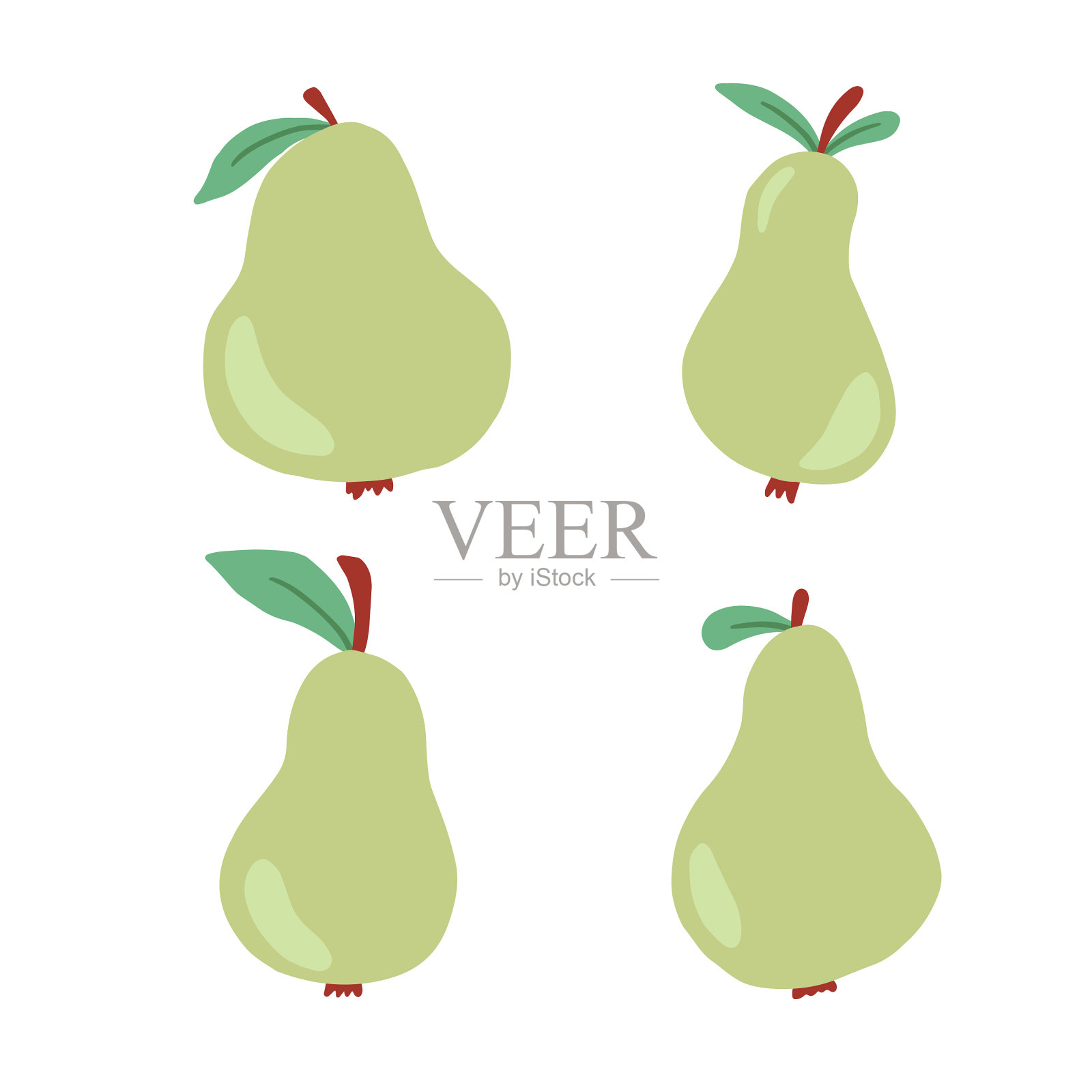 卡通绿梨插画图片素材