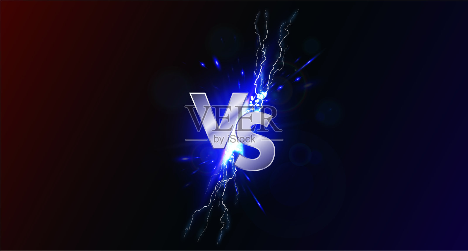 与旗帜与蓝色闪烁的闪电插画图片素材