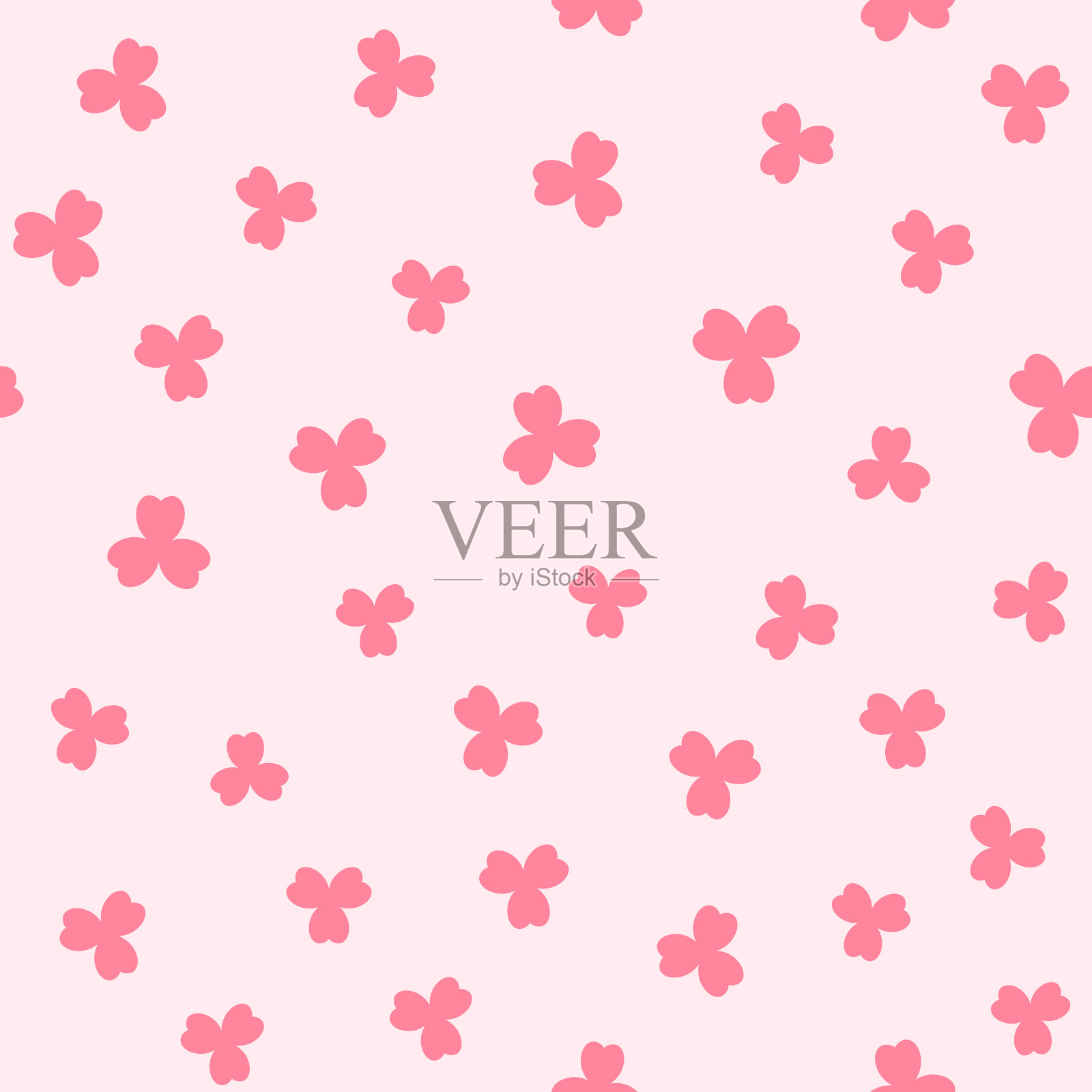 粉色三叶草图案无缝背景插画图片素材