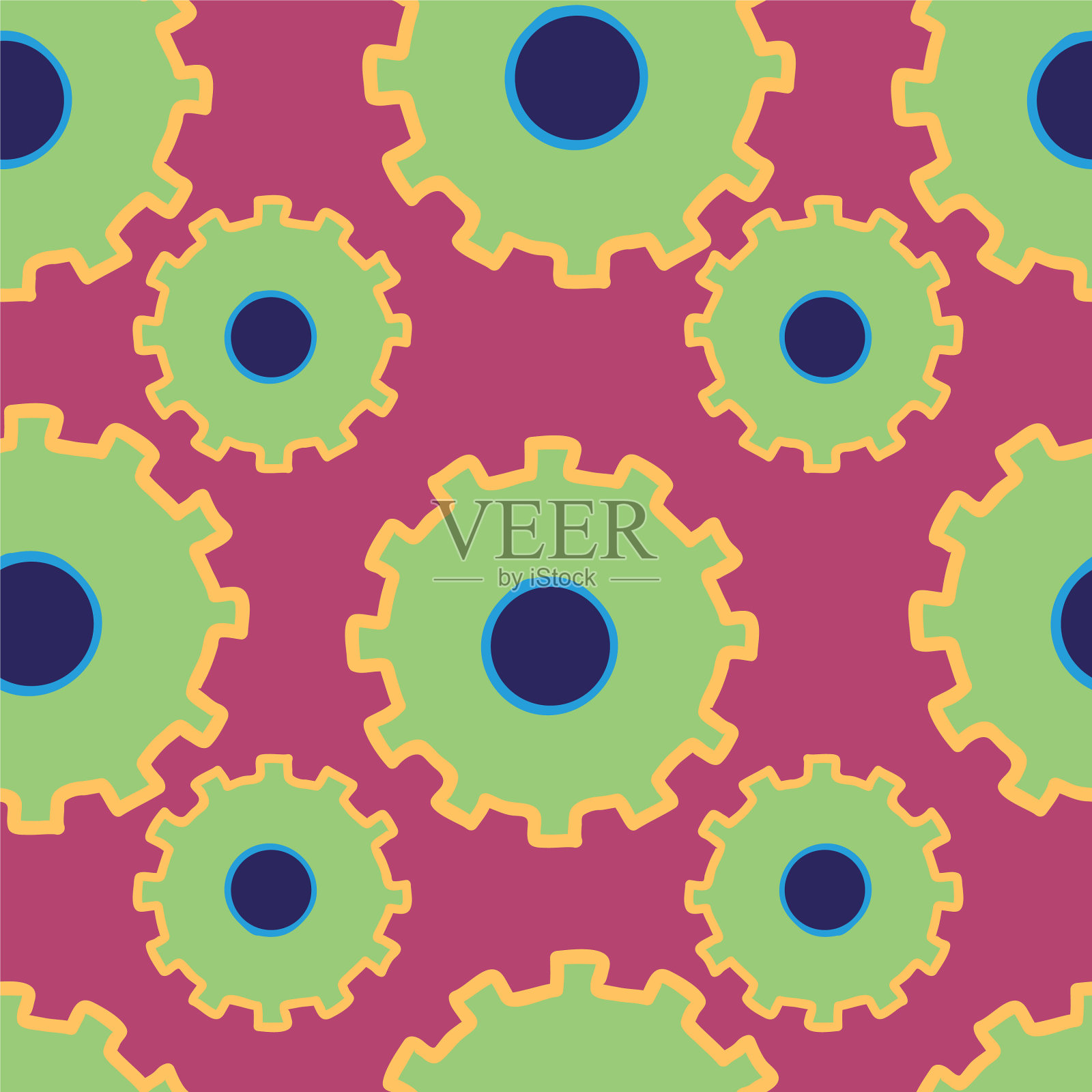 在亮粉色的背景上直上齿轮插画图片素材