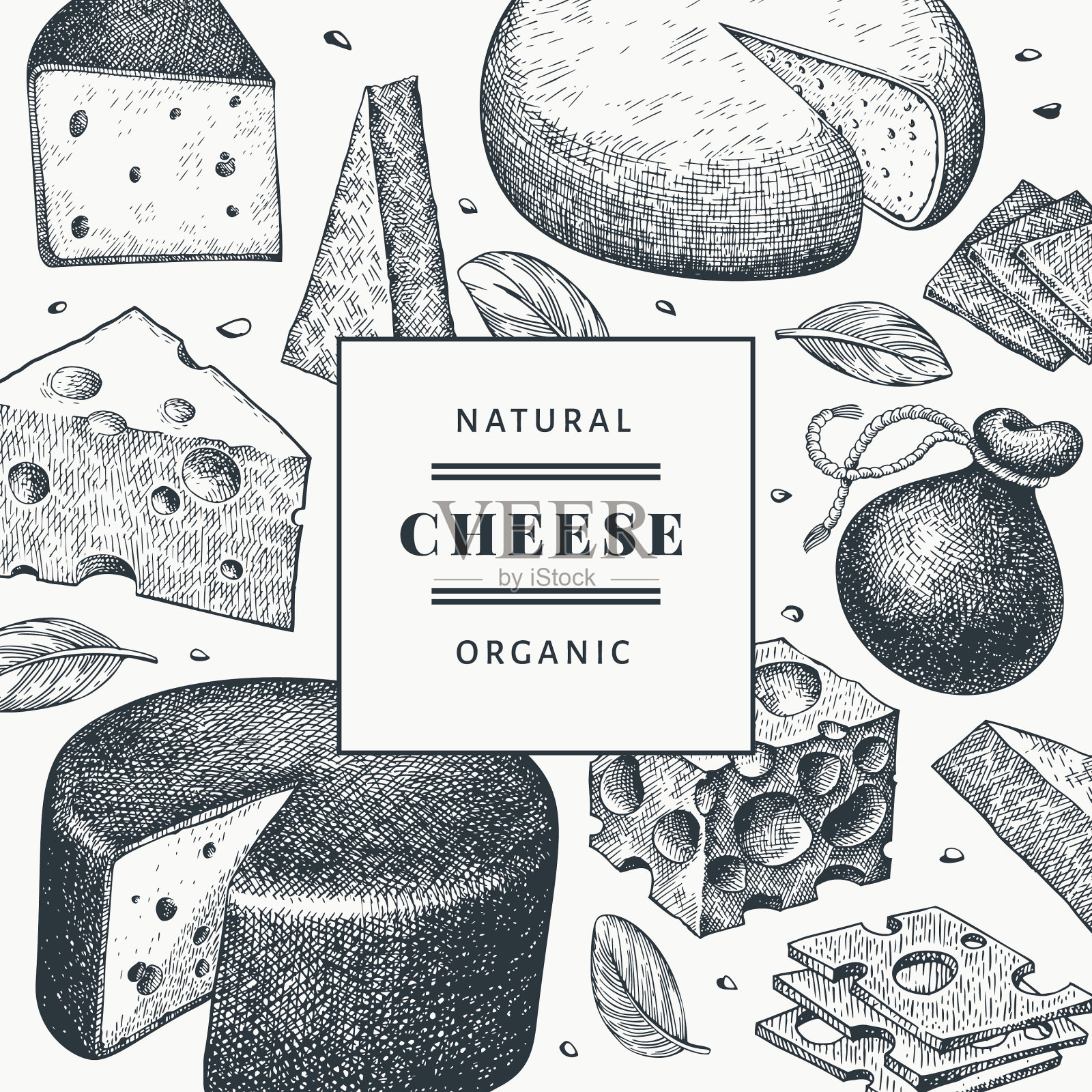 奶酪设计模板手绘乳品雕刻插画图片素材