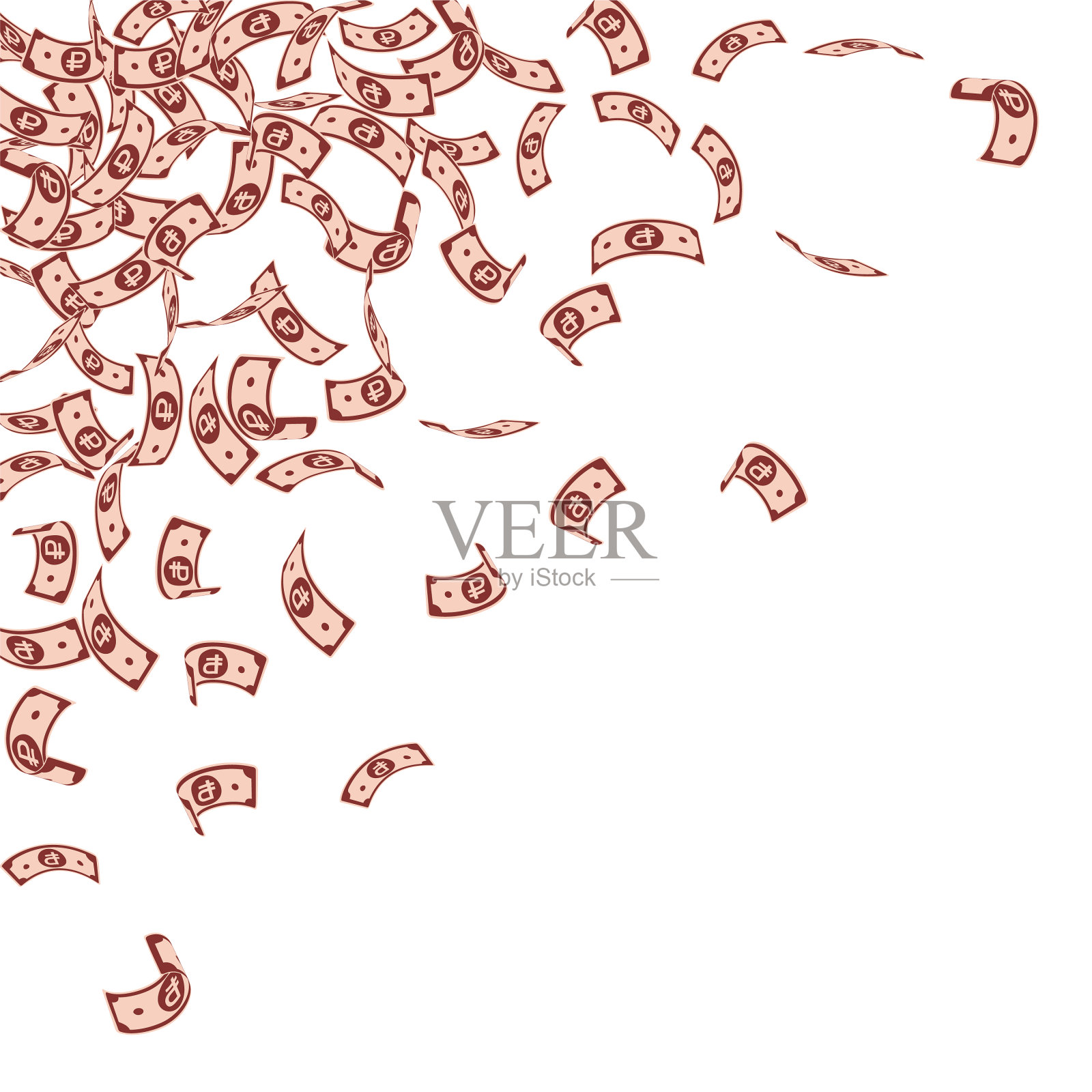 俄罗斯卢布纸币落在小摩擦纸币上插画图片素材