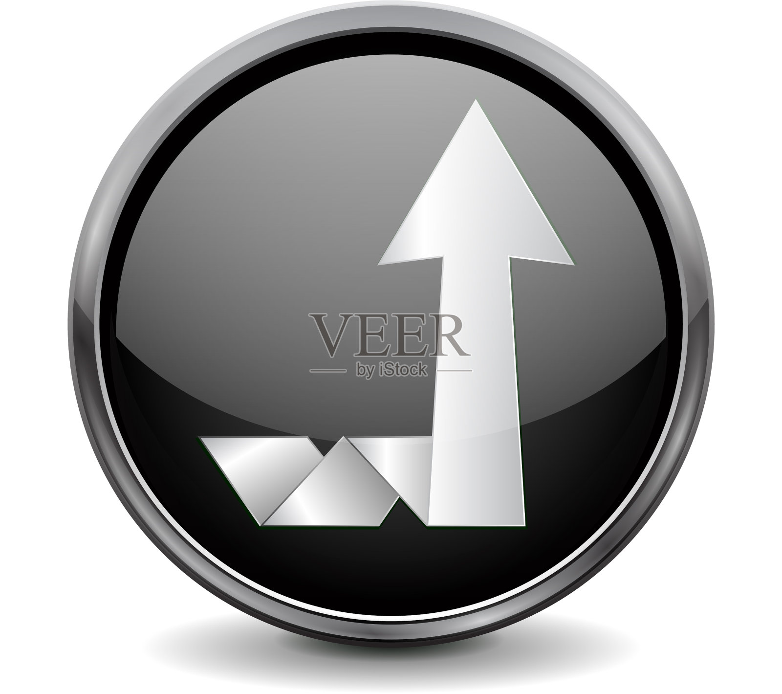 向上移动箭头圆形玻璃黑色按钮图标素材