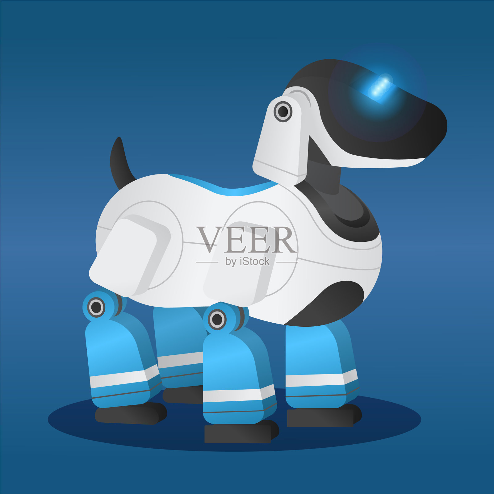 未来狗机器人小狗半机械人插画图片素材