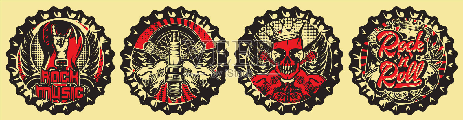 用于装饰餐厅墙壁的彩色套装插画图片素材