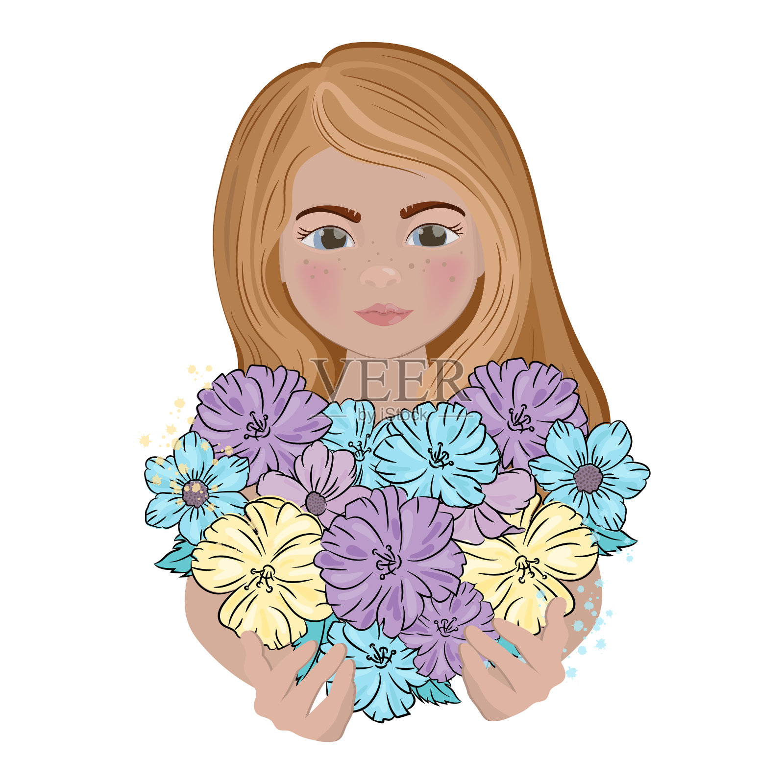 满爱女孩情感节日花il设计元素图片