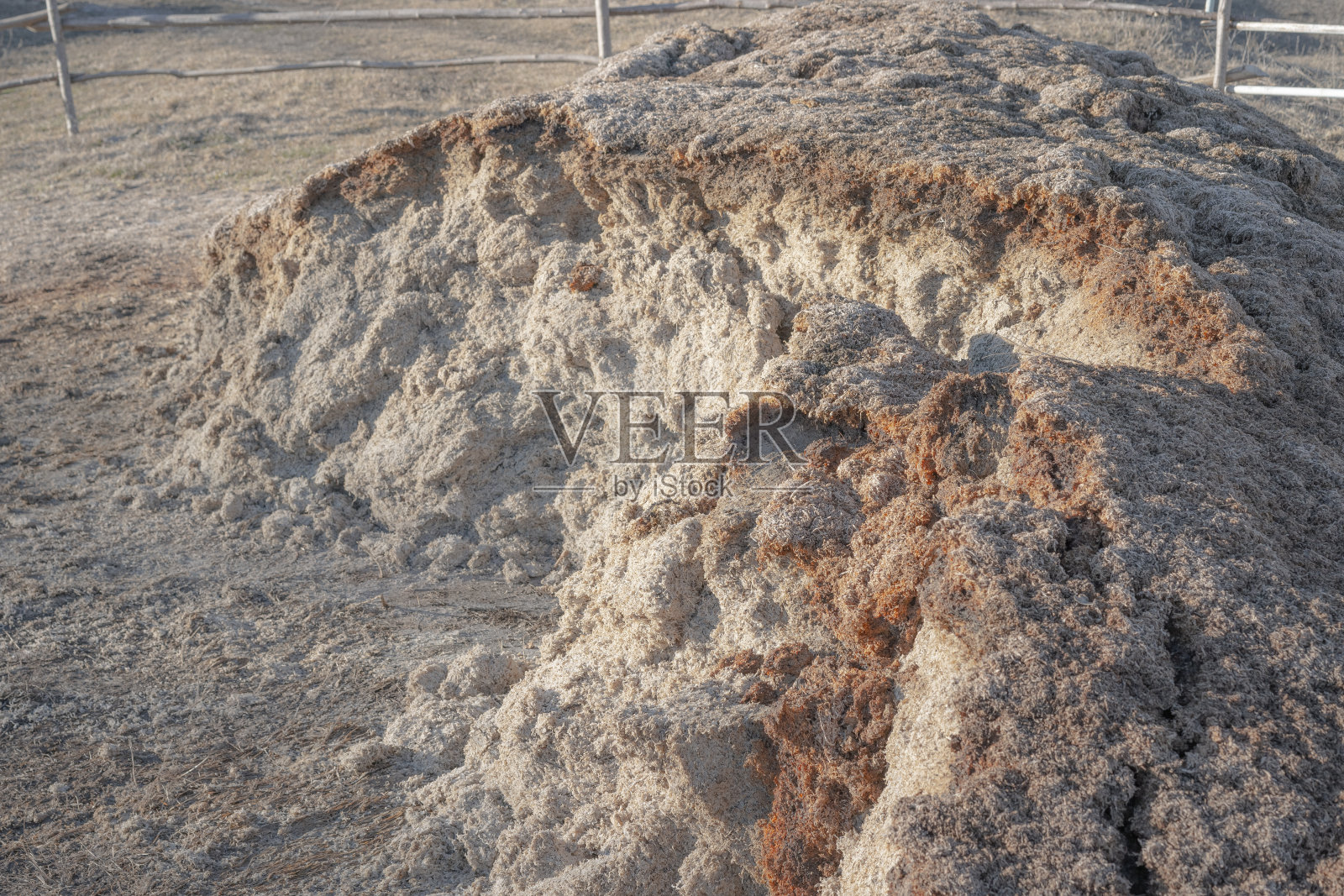 堆在地上的锯屑照片摄影图片