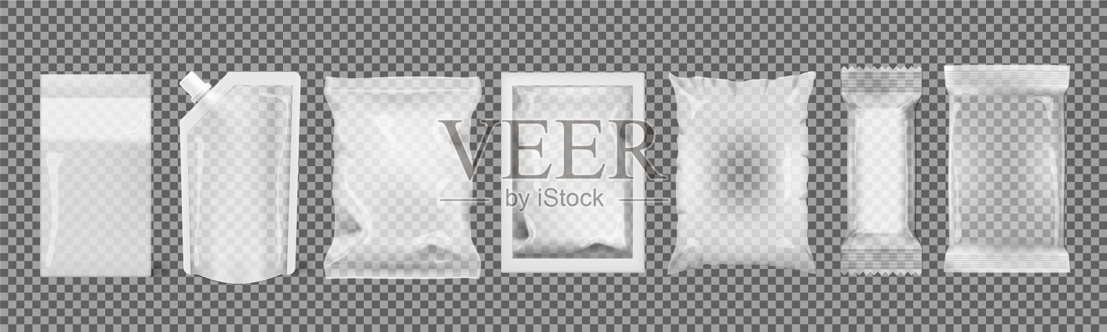 大套透明空塑料包装插画图片素材