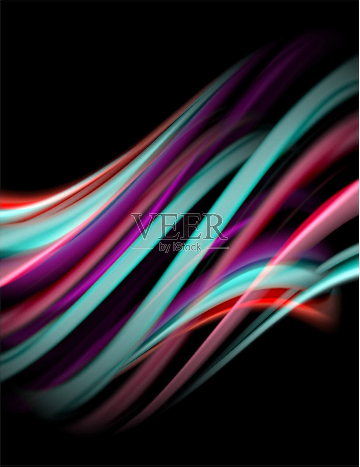 丝绸光滑的线条上的黑色液体液体的颜色插画图片素材